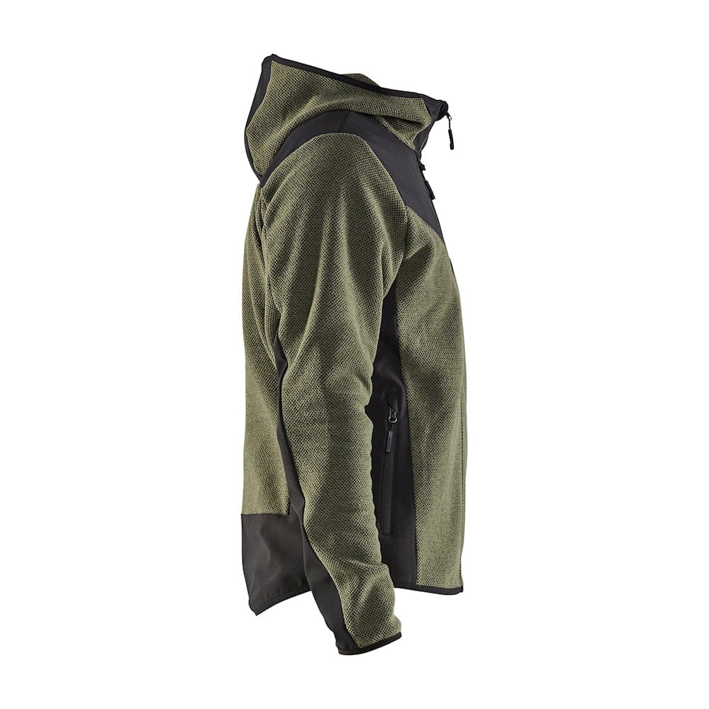 Blaklader Knitted Jacket with Softshell 5940 #colour_autumn-green-black