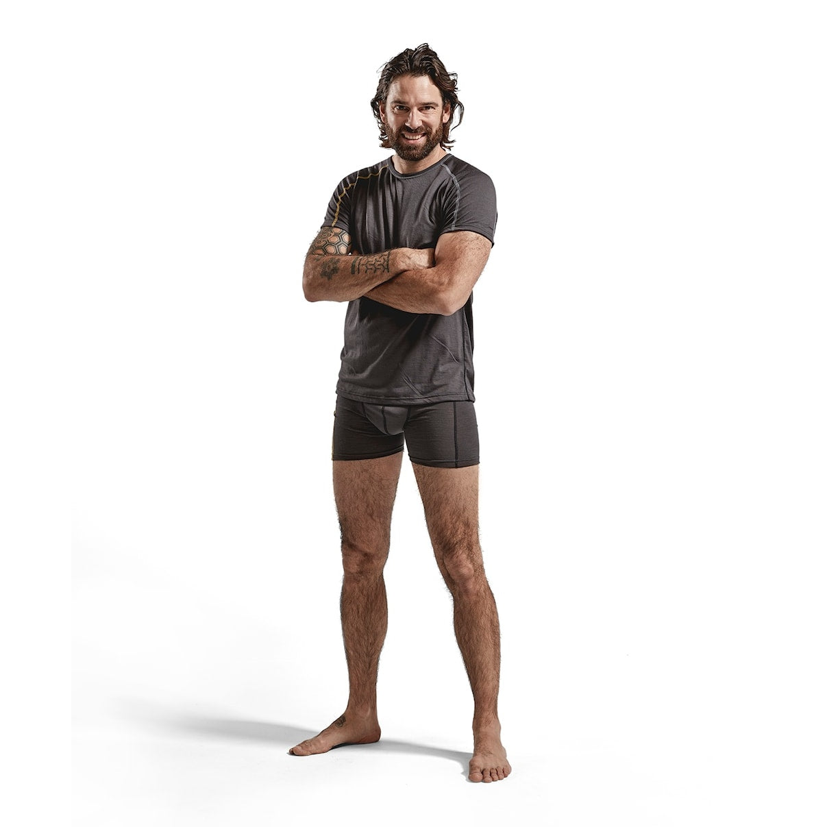 Blaklader Underwear T-Shirt Xlight, 100% Merino 4798 #colour_dark-grey-yellow