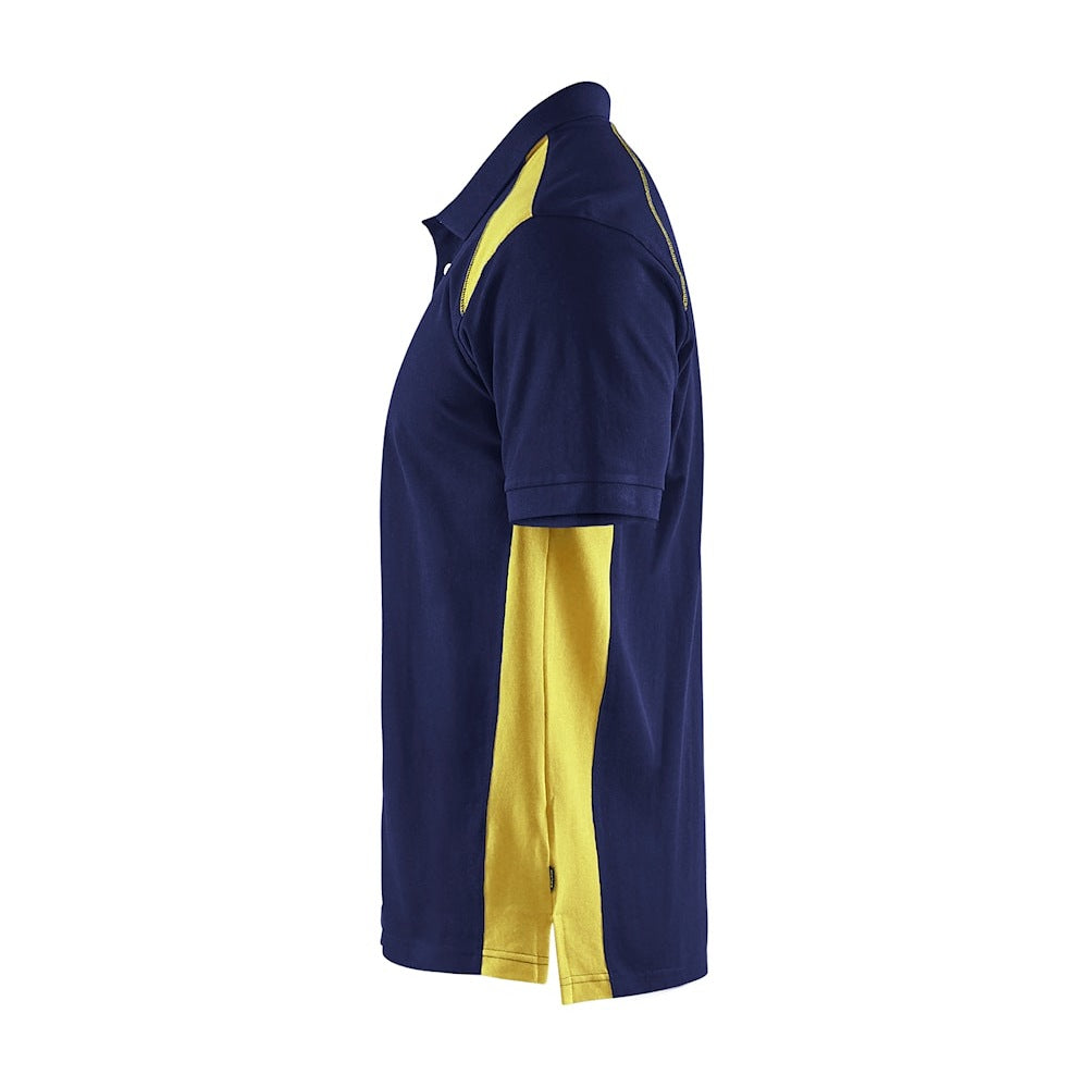 Blaklader Polo Shirt 3324 #colour_navy-blue-hi-vis-yellow
