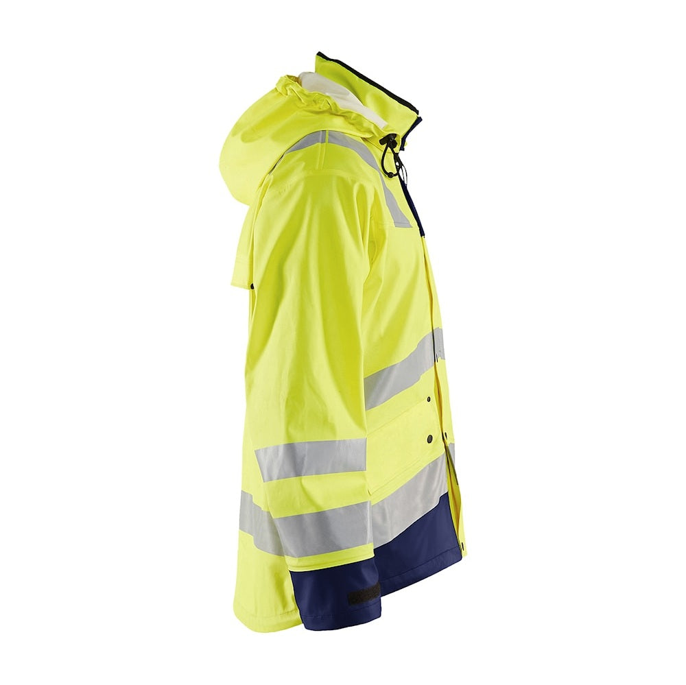 Blaklader Rain Jacket Hi-Vis Level 2 4302 #colour_hi-vis-yellow-navy-blue