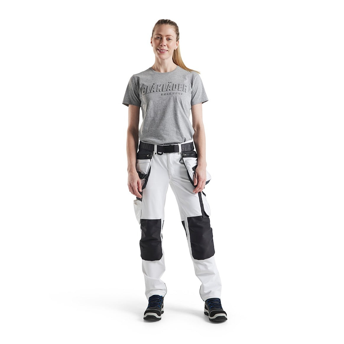 Blaklader Women's Painter Trousers 4-Way Stretch 7179 #colour_white-dark-grey