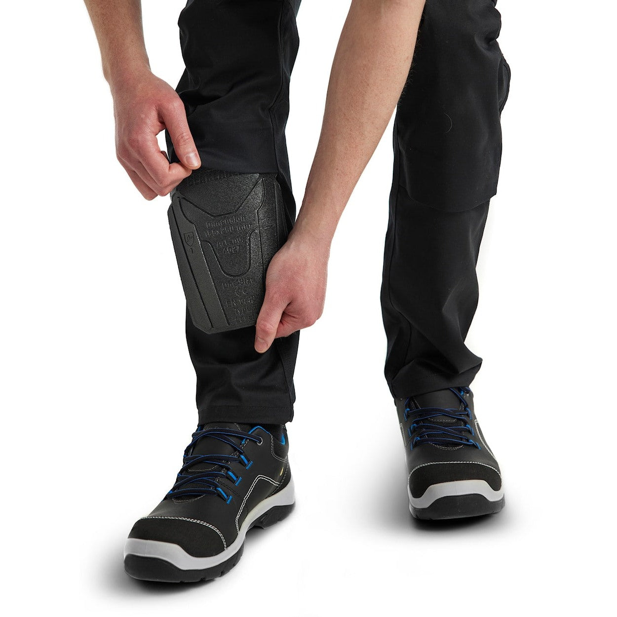 Blaklader Industry Trousers Stretch with Knee Pad Pockets 1448 - Black/Hi-vis yellow #colour_black-hi-vis-yellow
