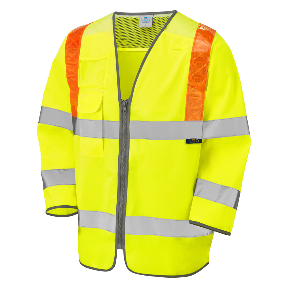 Leo Workwear TADDIPORT Leo EcoViz 3/4 Sleeve Waistcoat with Red Braces