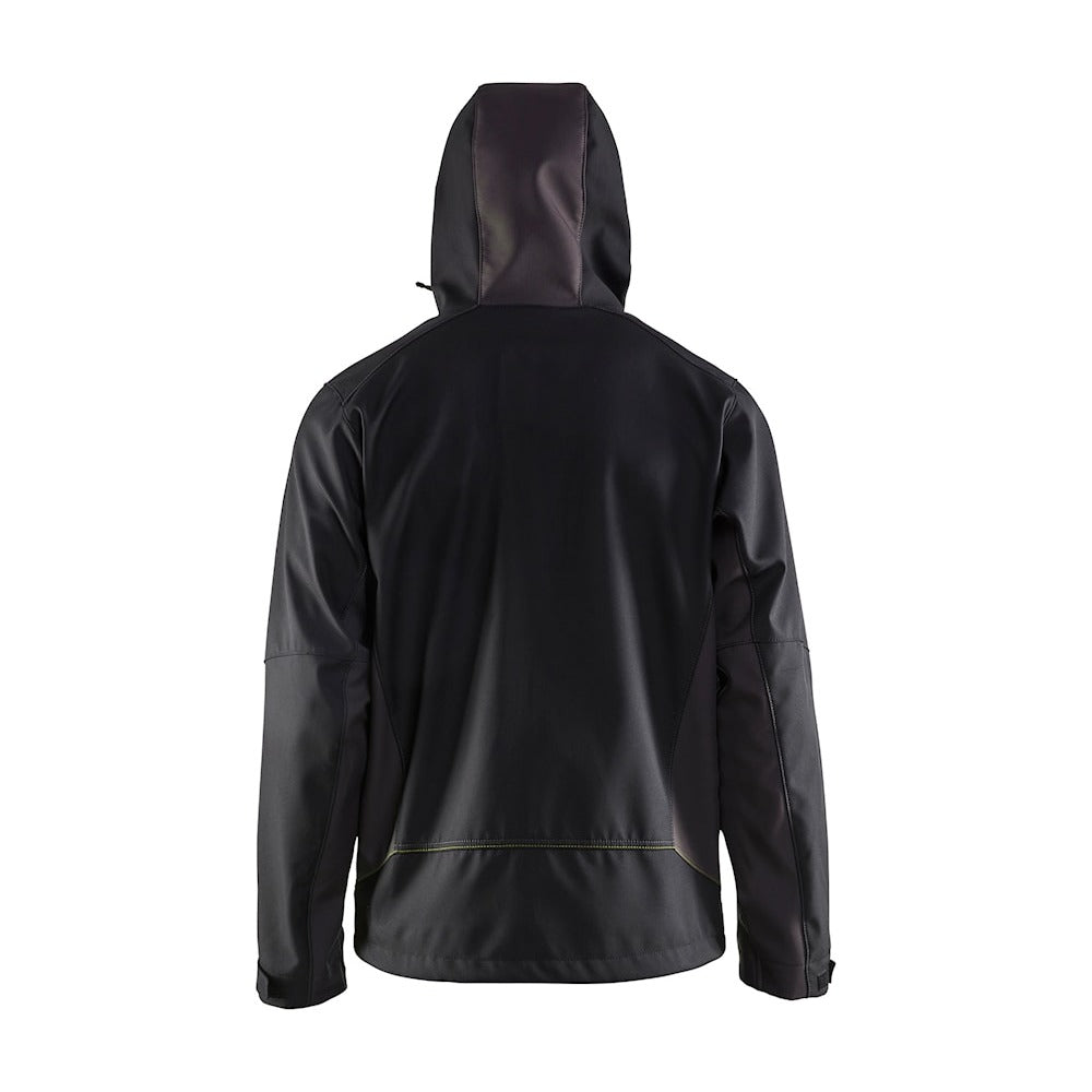 Blaklader Softshell Jacket with Hood 4753 #colour_black-hi-vis-yellow