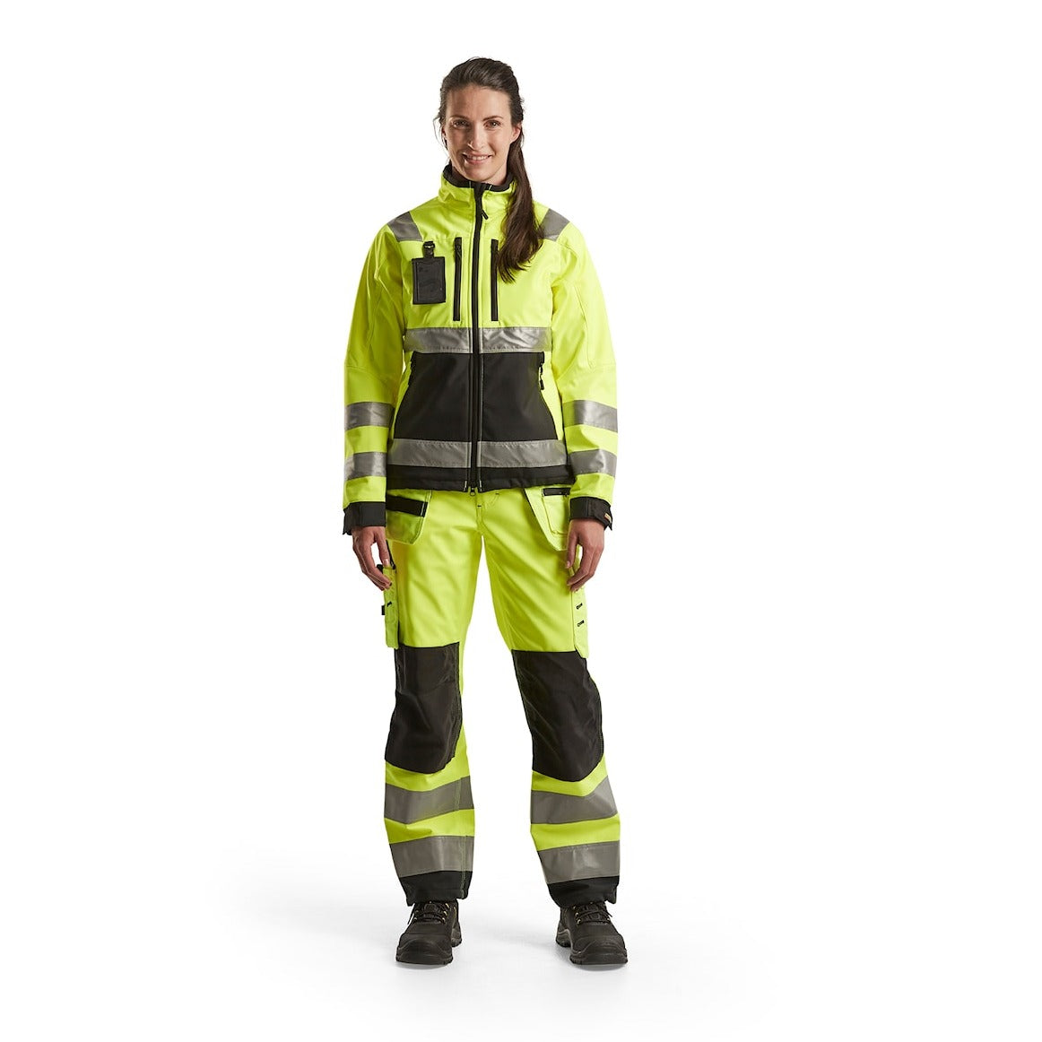 Blaklader Women's Hi-Vis Softshell Jacket 4902 #colour_hi-vis-yellow-black