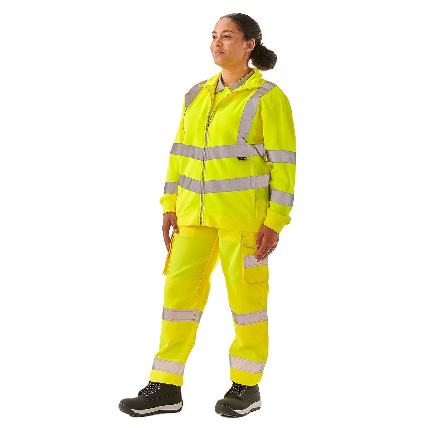 Supertouch Ladies Hi Vis Yellow Eshaal Zipped Sweatshirt