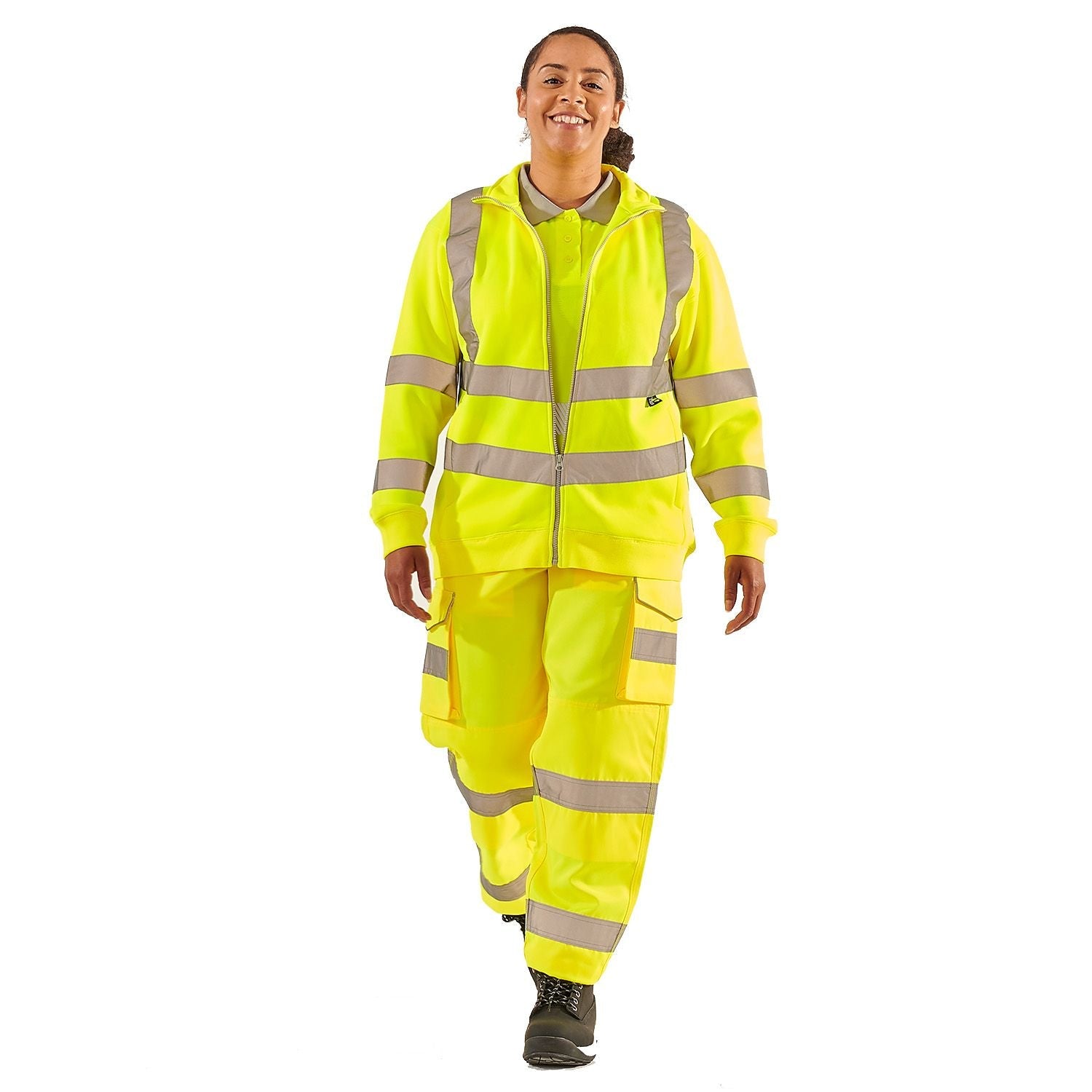 Supertouch Ladies Hi Vis Yellow Eshaal Zipped Sweatshirt