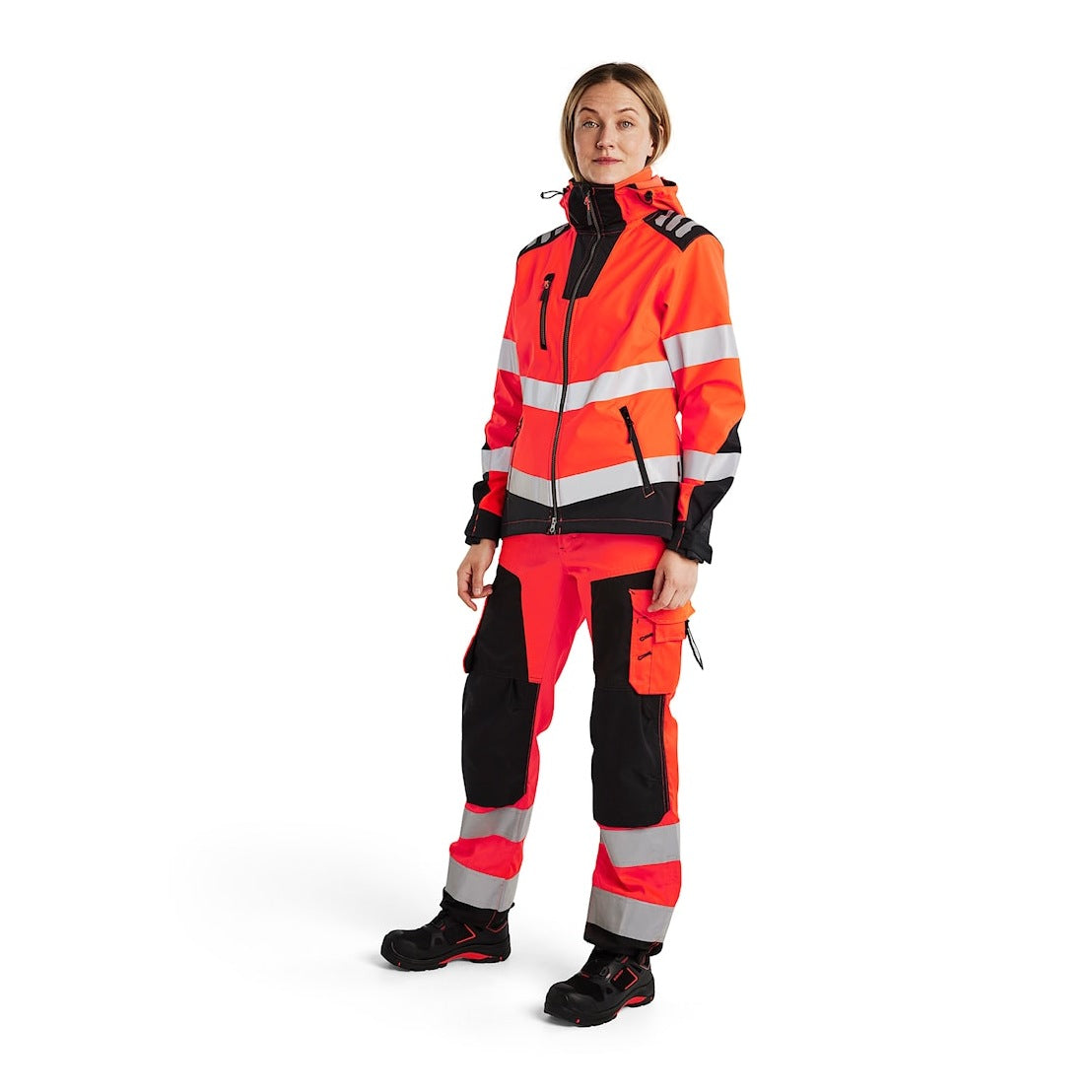Blaklader Women's Hi-Vis Softshell Jacket 4791 #colour_red-hi-vis-black