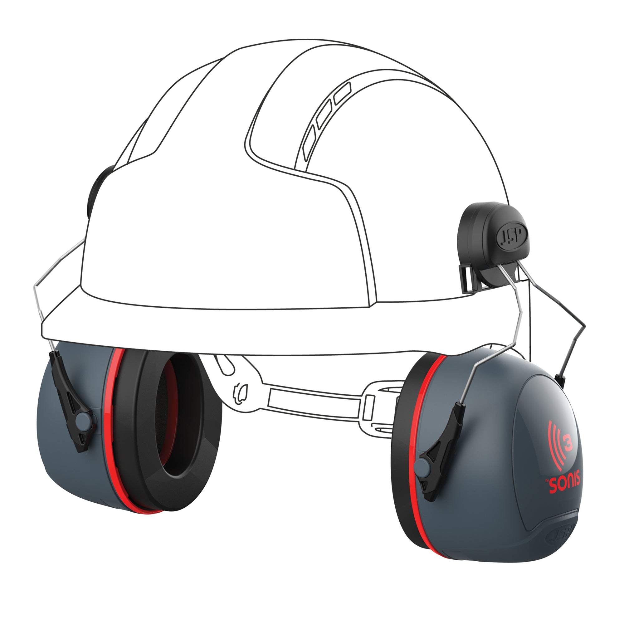 JSP Sonis 3 Mounted Ear Defenders 36dB SNR
