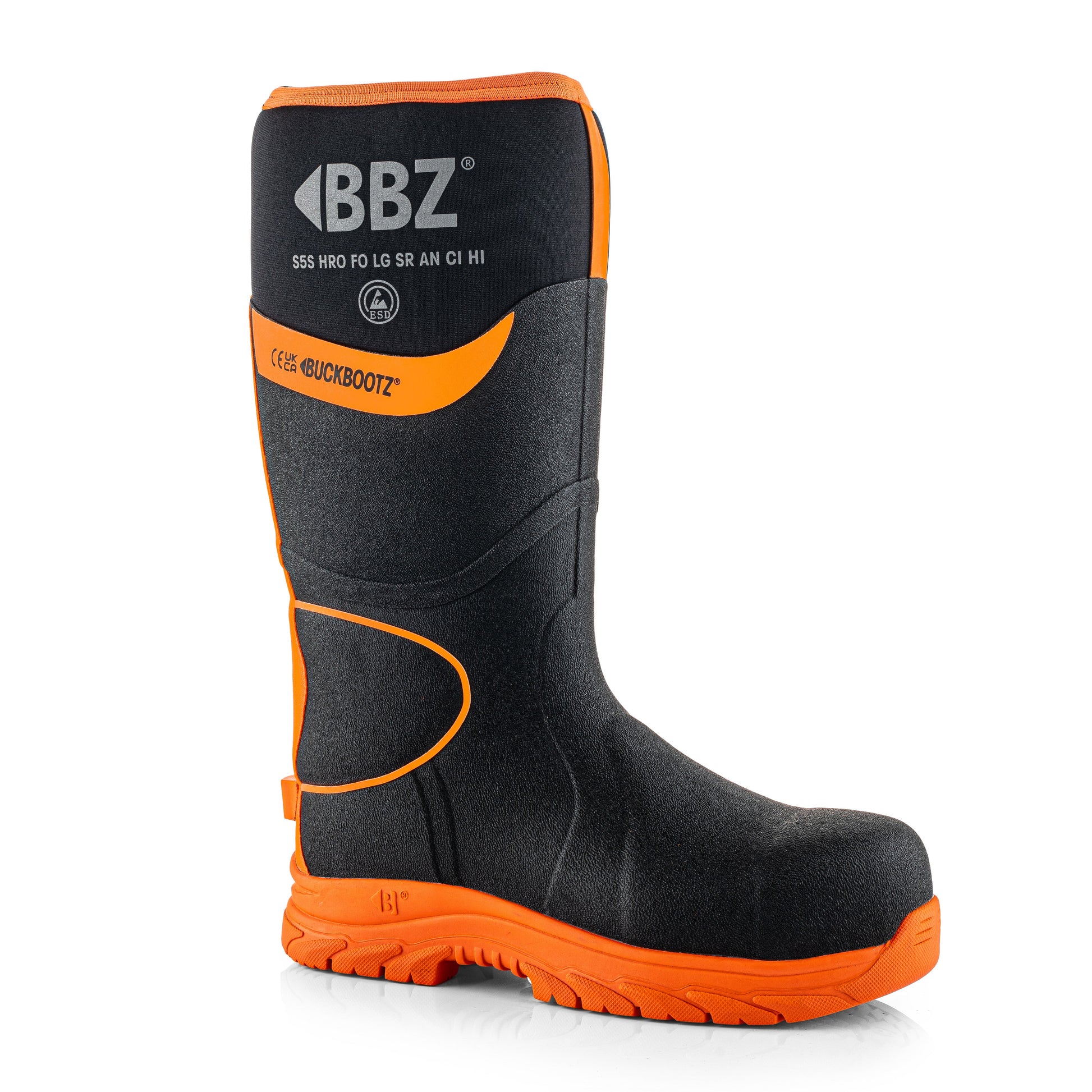 BBZ8000 Safety Wellington Boot - Black HI Vis Orange