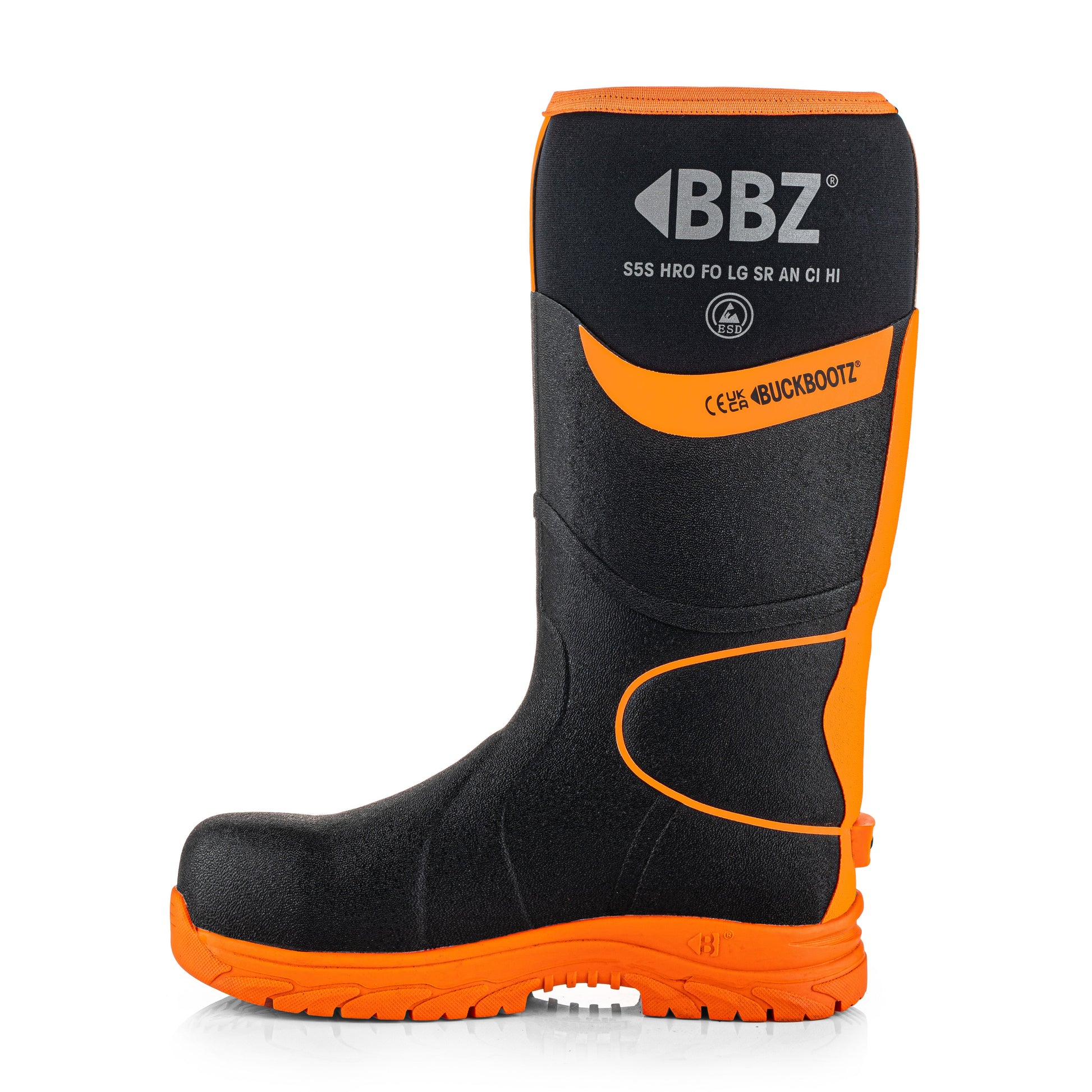 BBZ8000 Safety Wellington Boot - Black HI Vis Orange