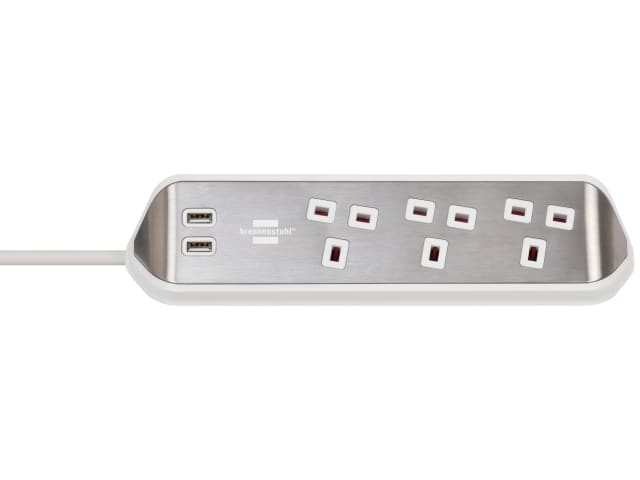 Brennenstuhl estilo Corner Extension Lead 240V 3-Gang 13A White 2m