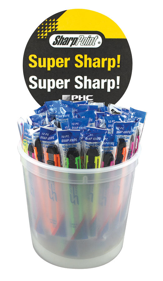 Beeswift Counter Top Display Bucket C/W 75 Assorted Snap Off Knives