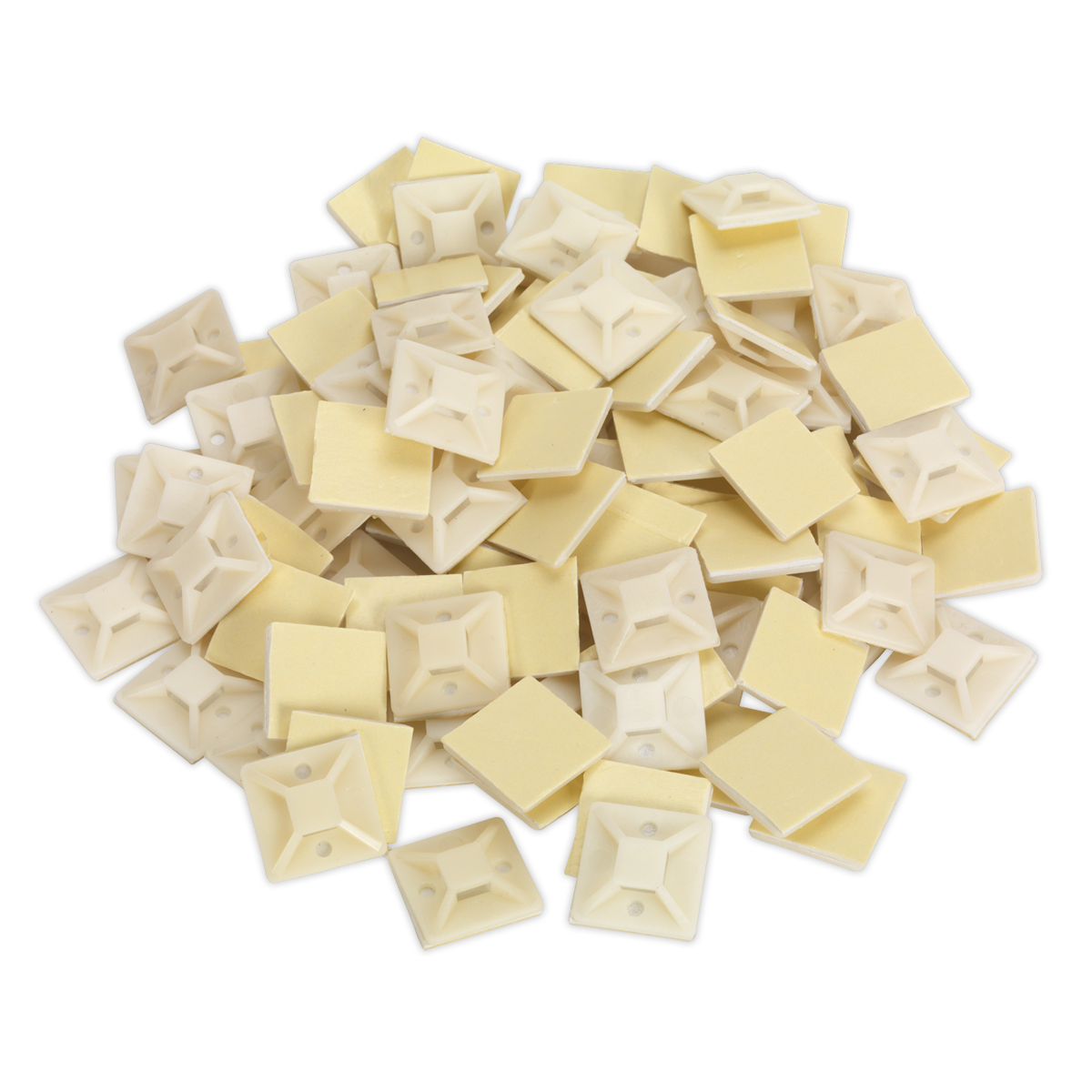 Sealey Self-Adhesive Cable Tie Mount 30 x 30mm White Pack of 100