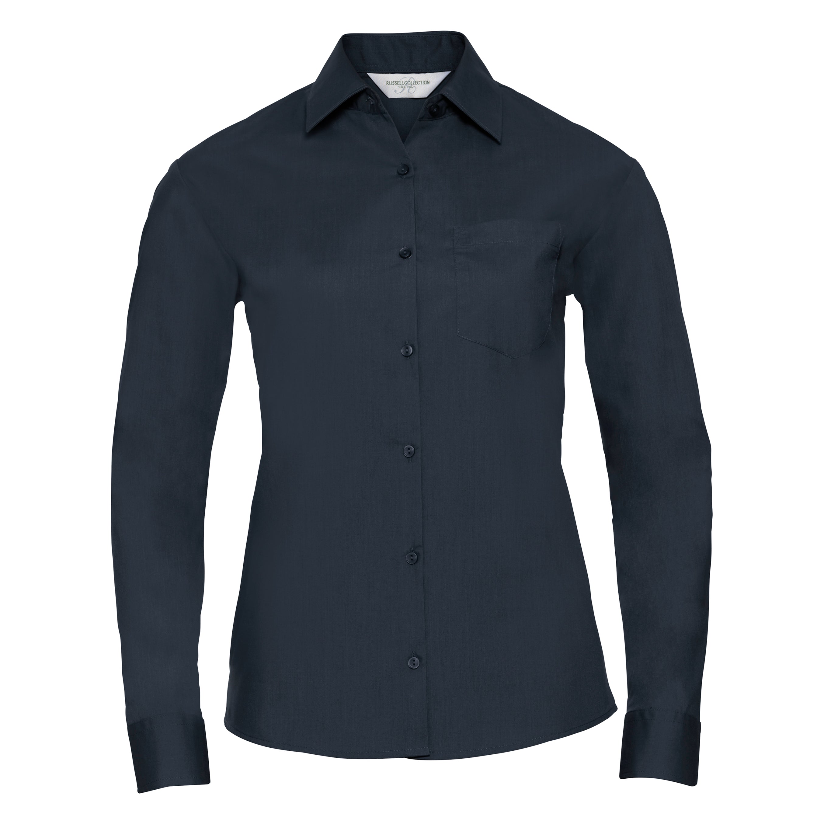 Russell Collection Women's Long Sleeve Polycotton Easycare Poplin Shirt