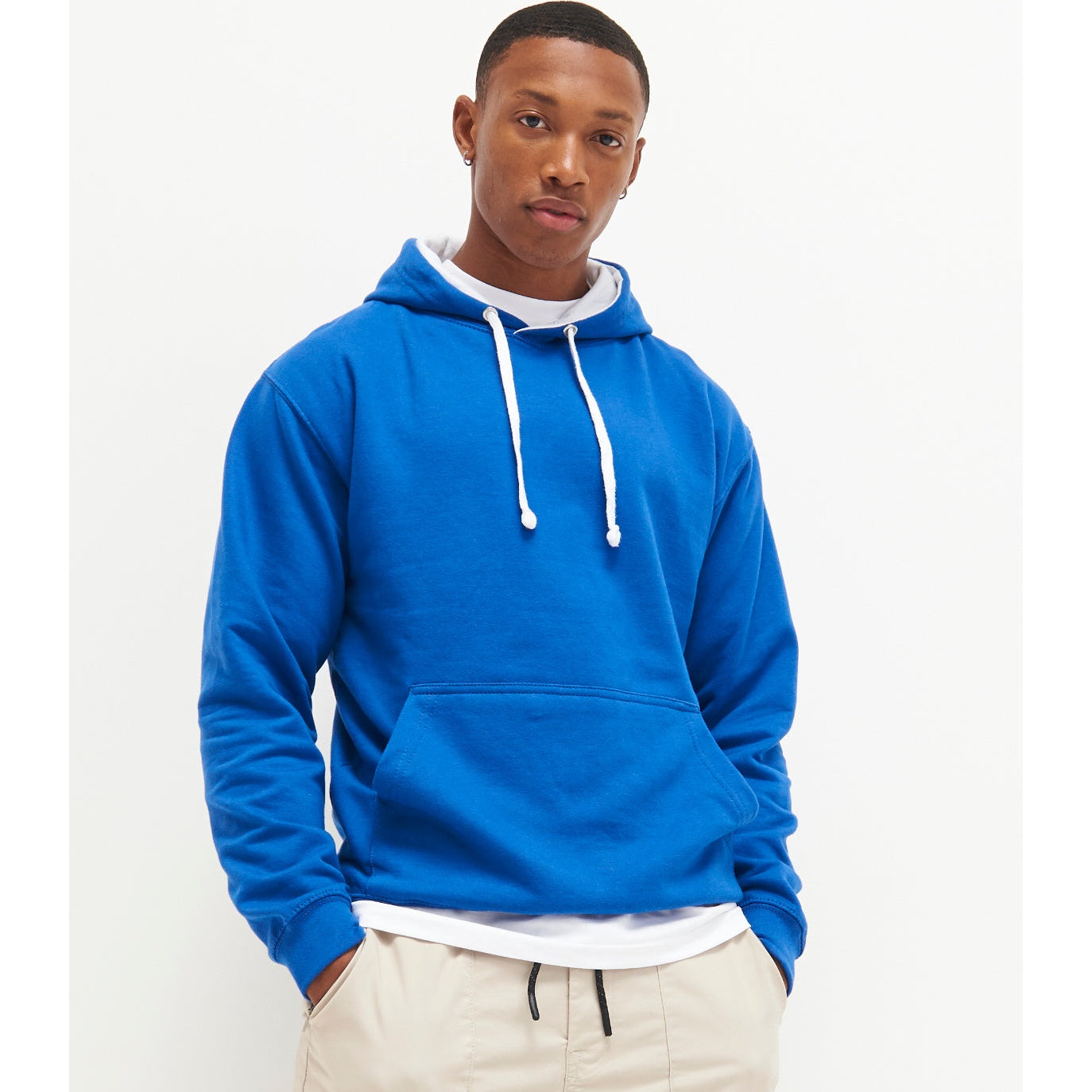 Awdis Just Hoods Varsity Hoodie - Hot Pink/French Navy*