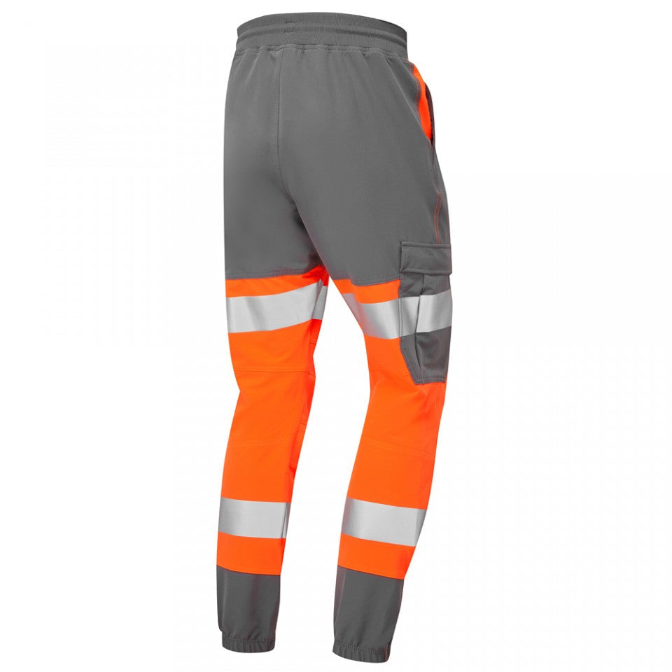 Leo Workwear HAWKRIDGE Leo EcoViz High Performance 4X Stretch Trouser- Hi-Vis Orange/Grey