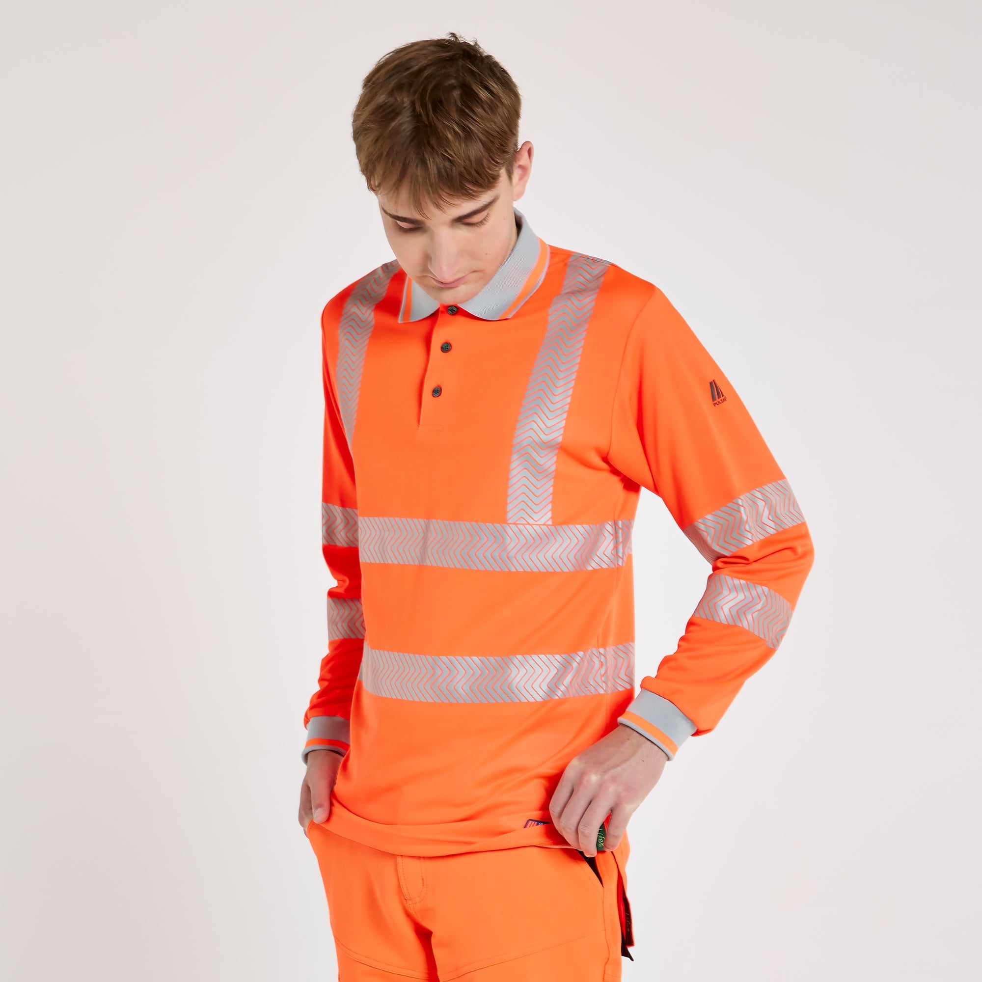 Pulsar Long Sleeve Polo Shirt Orange - Bamboo Content