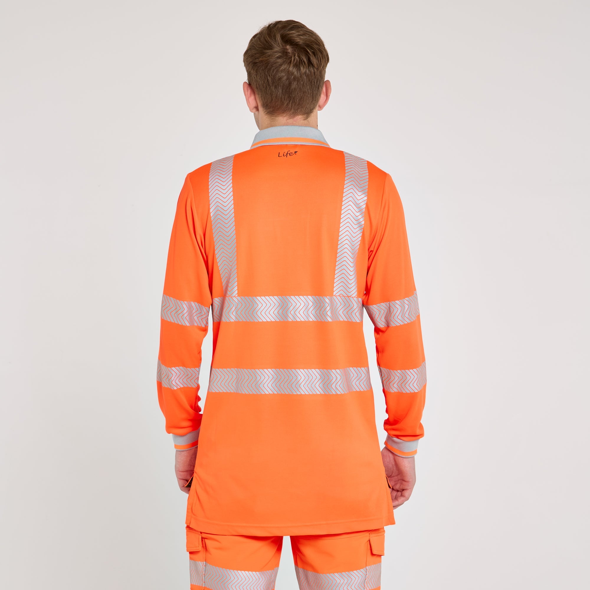 Pulsar Long Sleeve Polo Shirt Orange - Bamboo Content