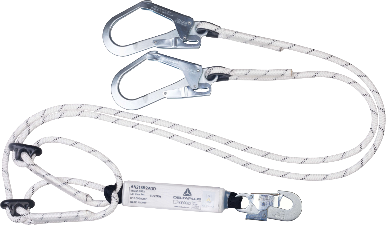 Delta Plus AN218R2ADD Adjustable Energy-Absorbing Lanyard – Flexible Fall Protection