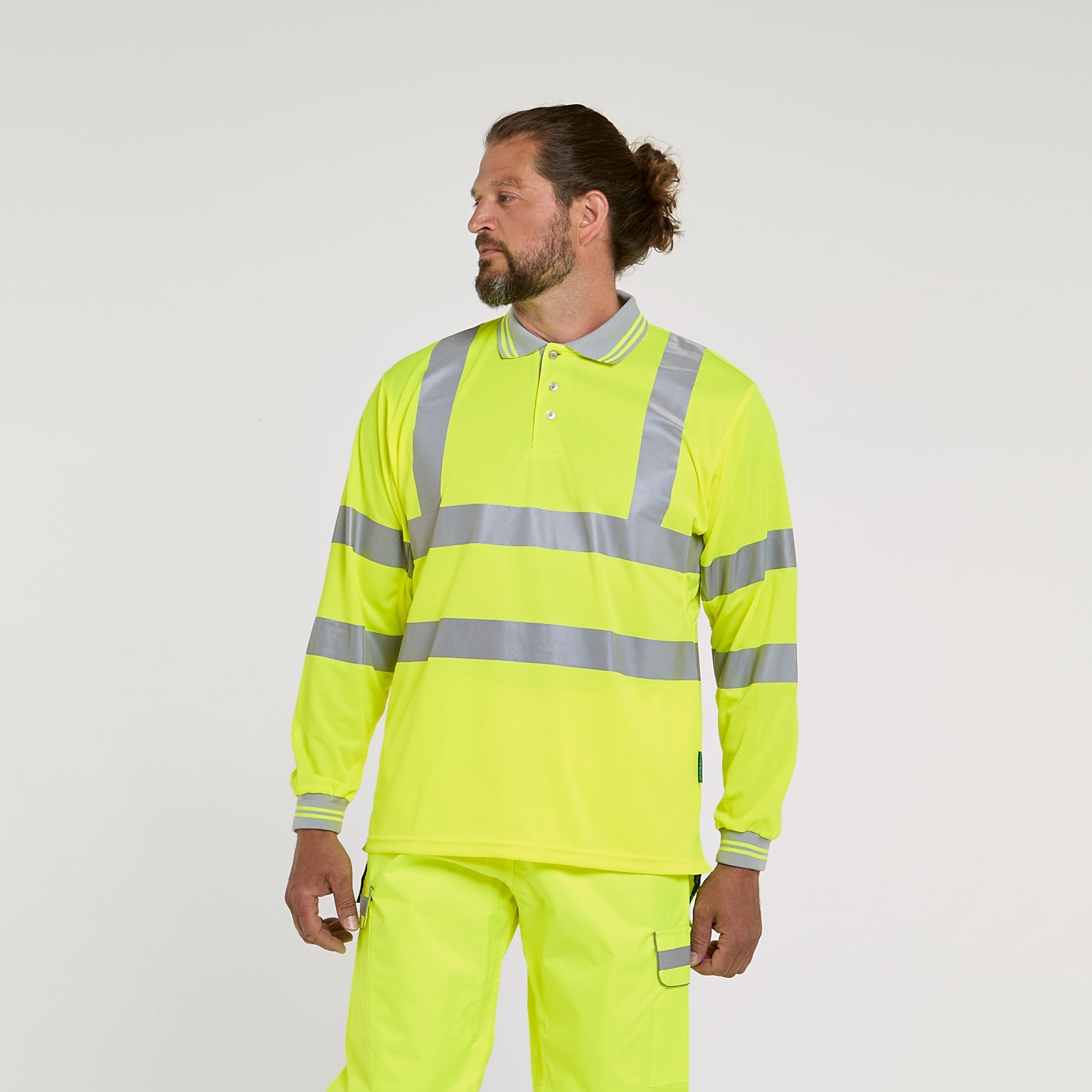 Pulsar Long Sleeve Polo Shirt Yellow - Recycled Content