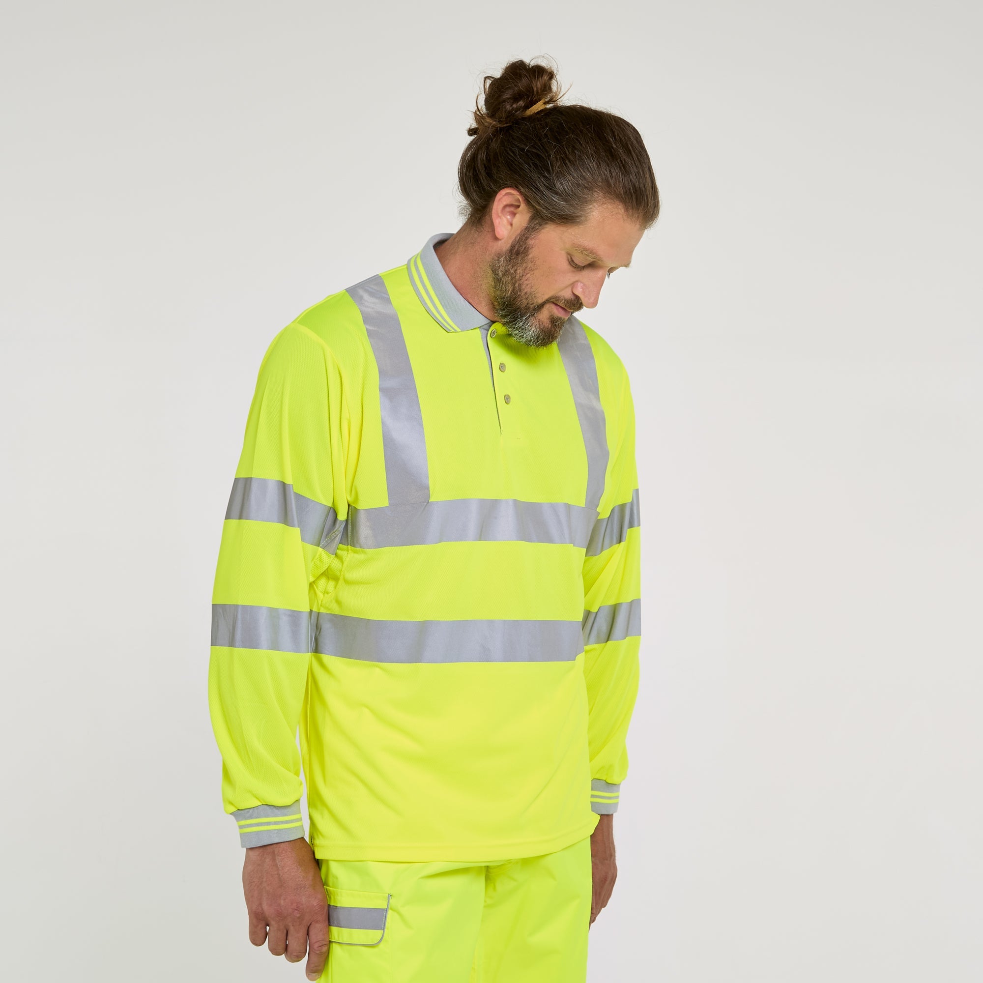 Pulsar Long Sleeve Polo Shirt Yellow - Recycled Content