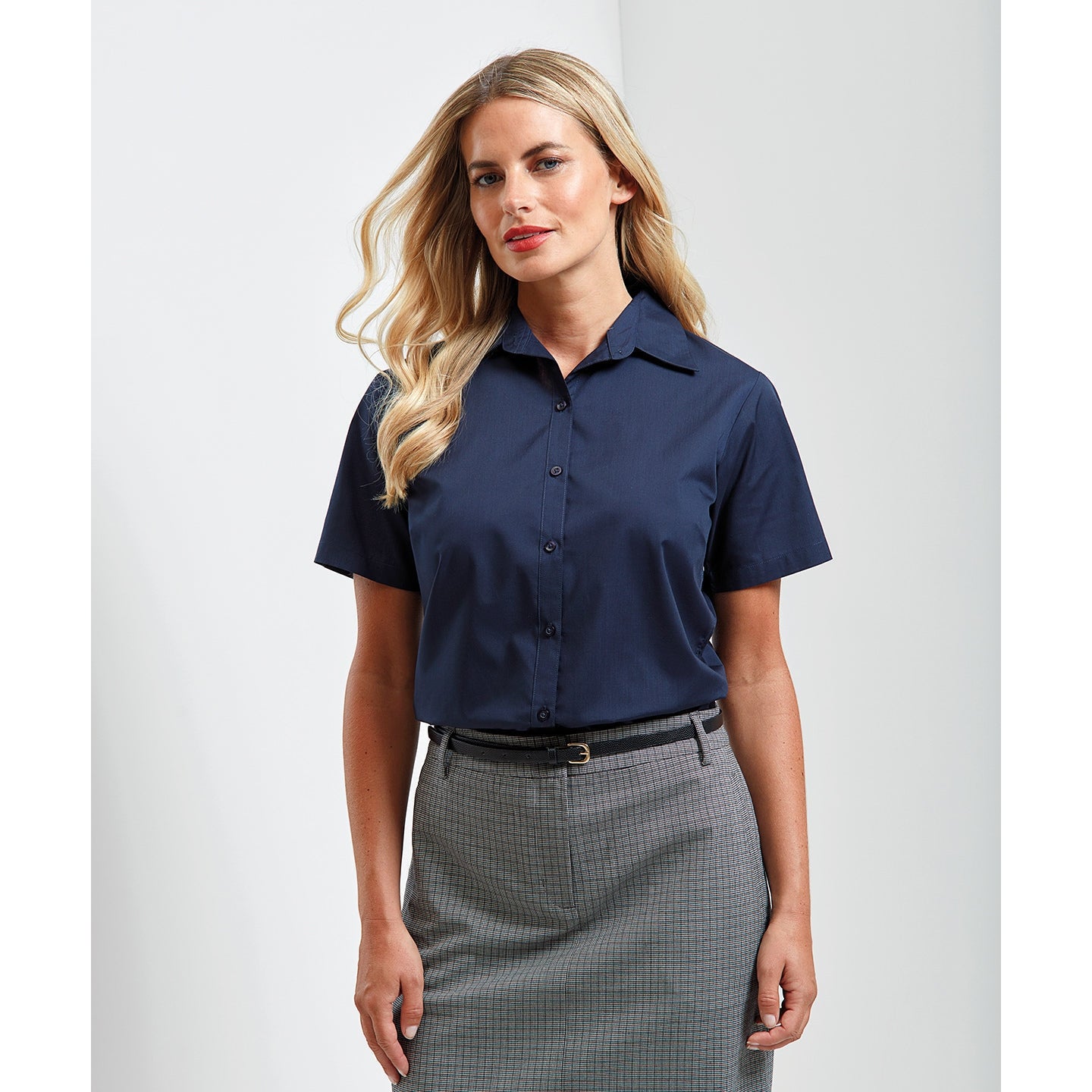 Premier Women's Short Sleeve Poplin Blouse - Turquoise