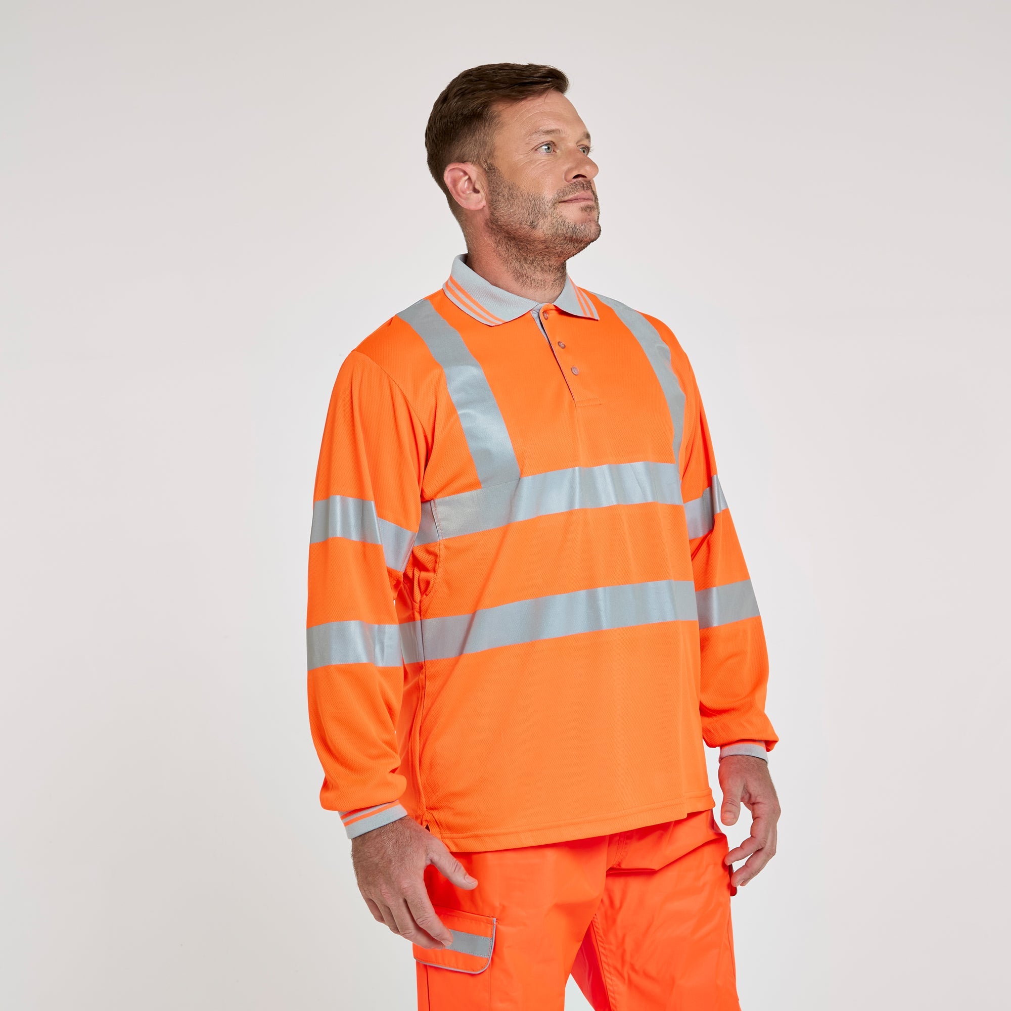 Pulsar Long Sleeve Polo Shirt Orange - Recycled Content