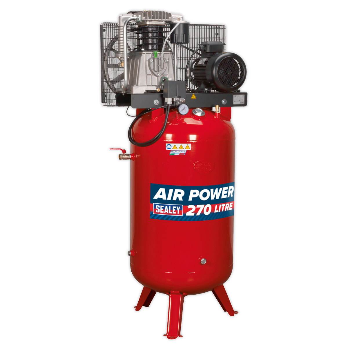Sealey Air Compressor 270L Vertical Belt Drive 7.5hp 3ph 2-Stage with Cast Cylinders