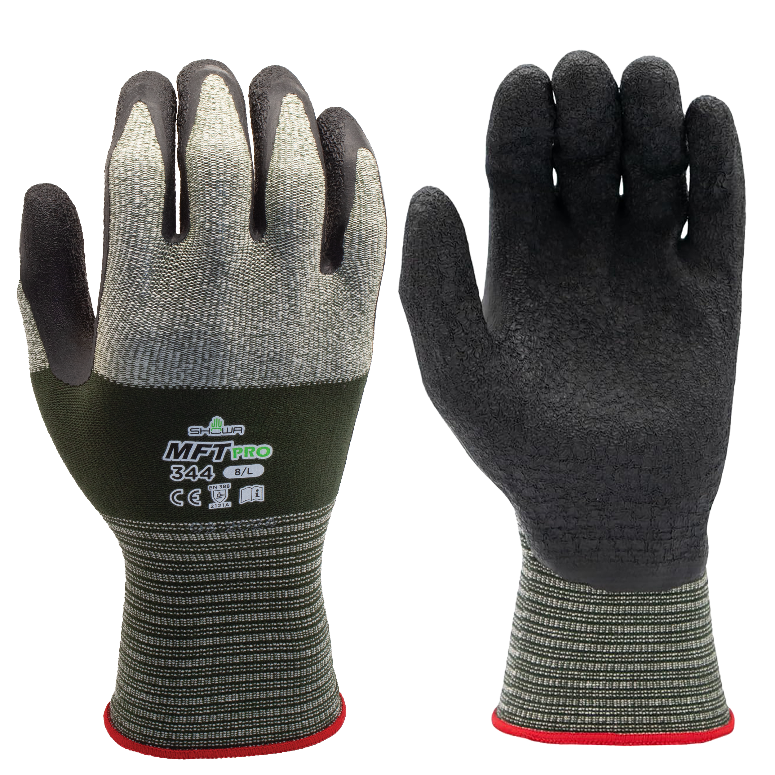 Showa MFT PRO 344 Latex Gloves – Waterproof Crinkle Grip Work Gloves (Size XL)