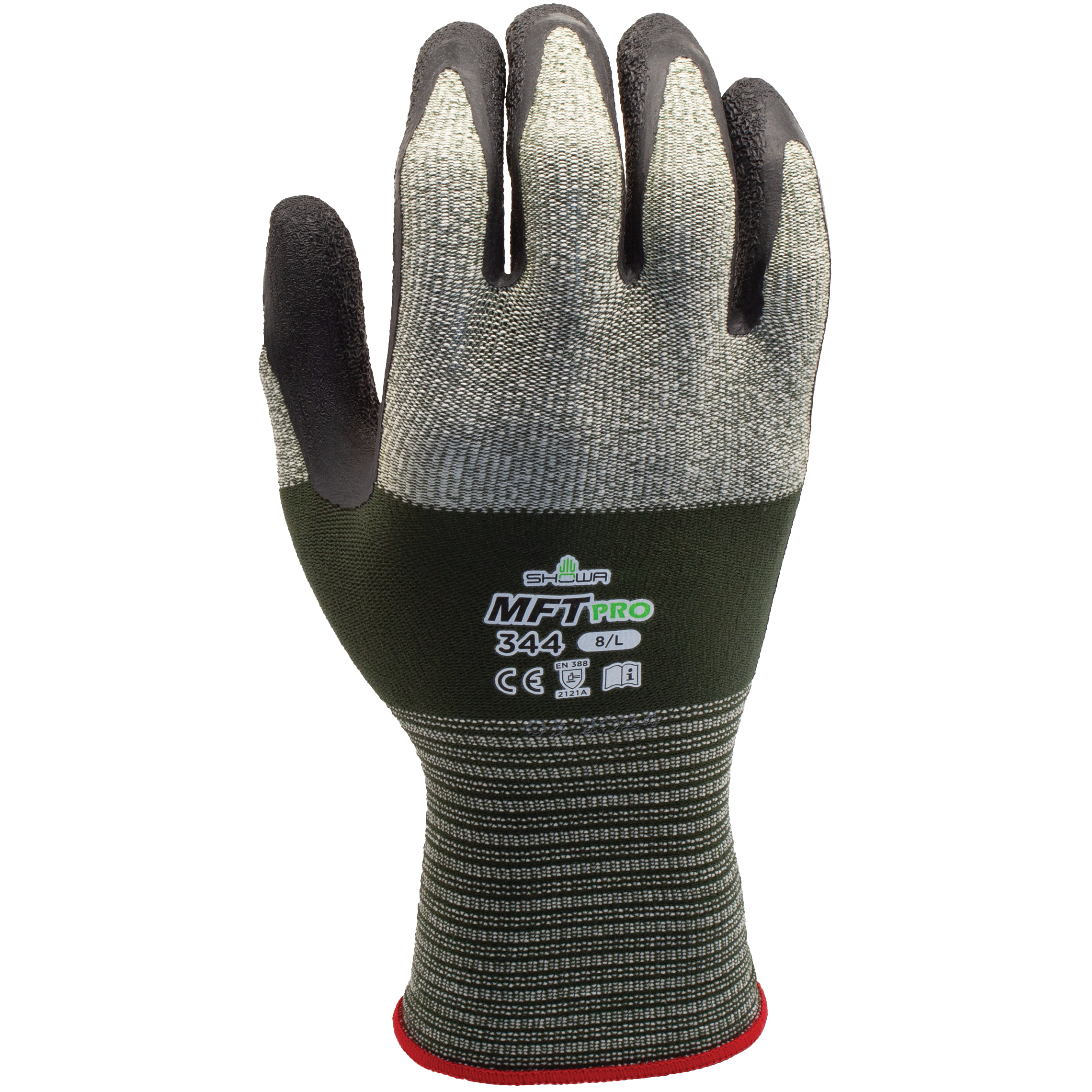 Showa MFT PRO 344 Latex Gloves – Waterproof Crinkle Grip Work Gloves (Size L)