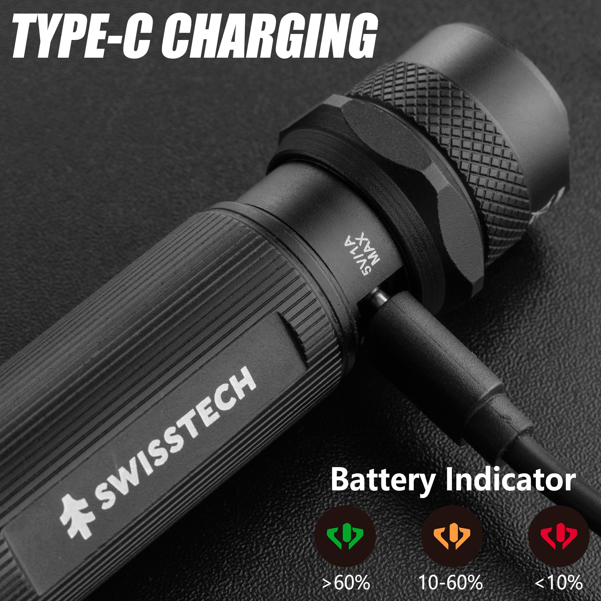 Scruffs Swiss-Tech Rechargeable LED Flashlight - USB Rechargeable Torch - 18650 & 3 x AAA Compatible