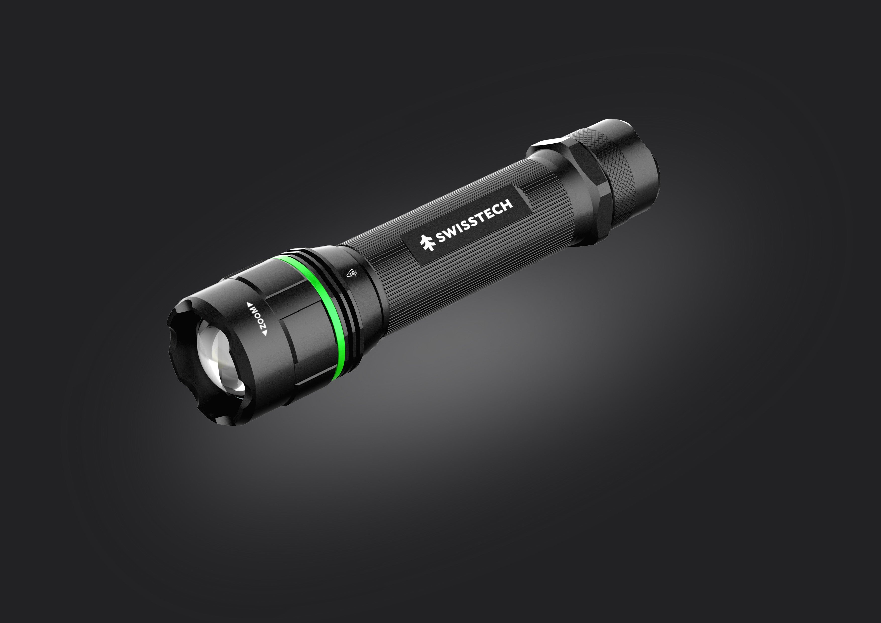 Scruffs Swiss-Tech Rechargeable Focus LED Flashlight - USB Rechargeable Zoom Torch - 18650 & 3 x AAA Compatible