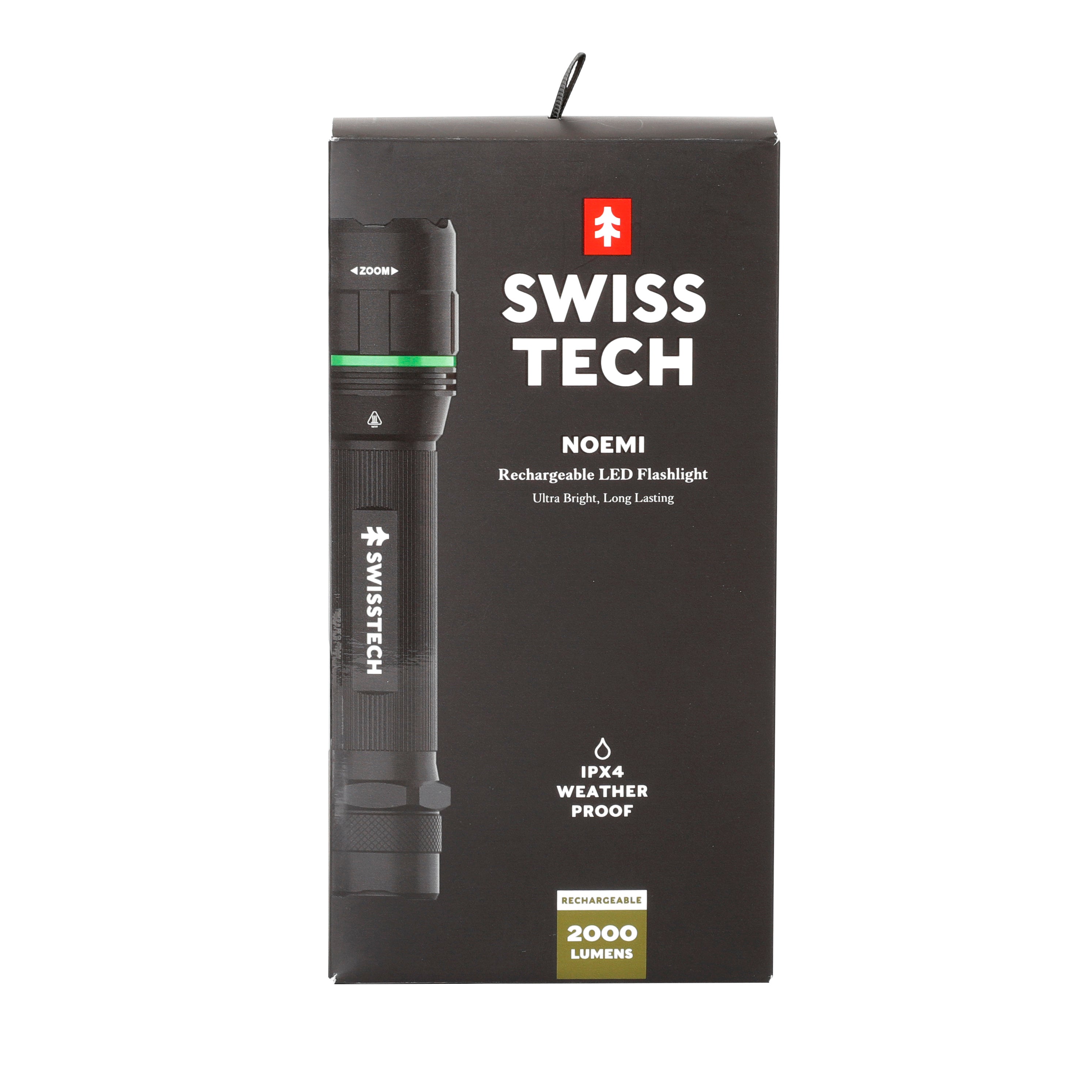 Scruffs Swiss-Tech Rechargeable Focus LED Flashlight - USB Rechargeable Zoom Torch - 18650 & 3 x AAA Compatible