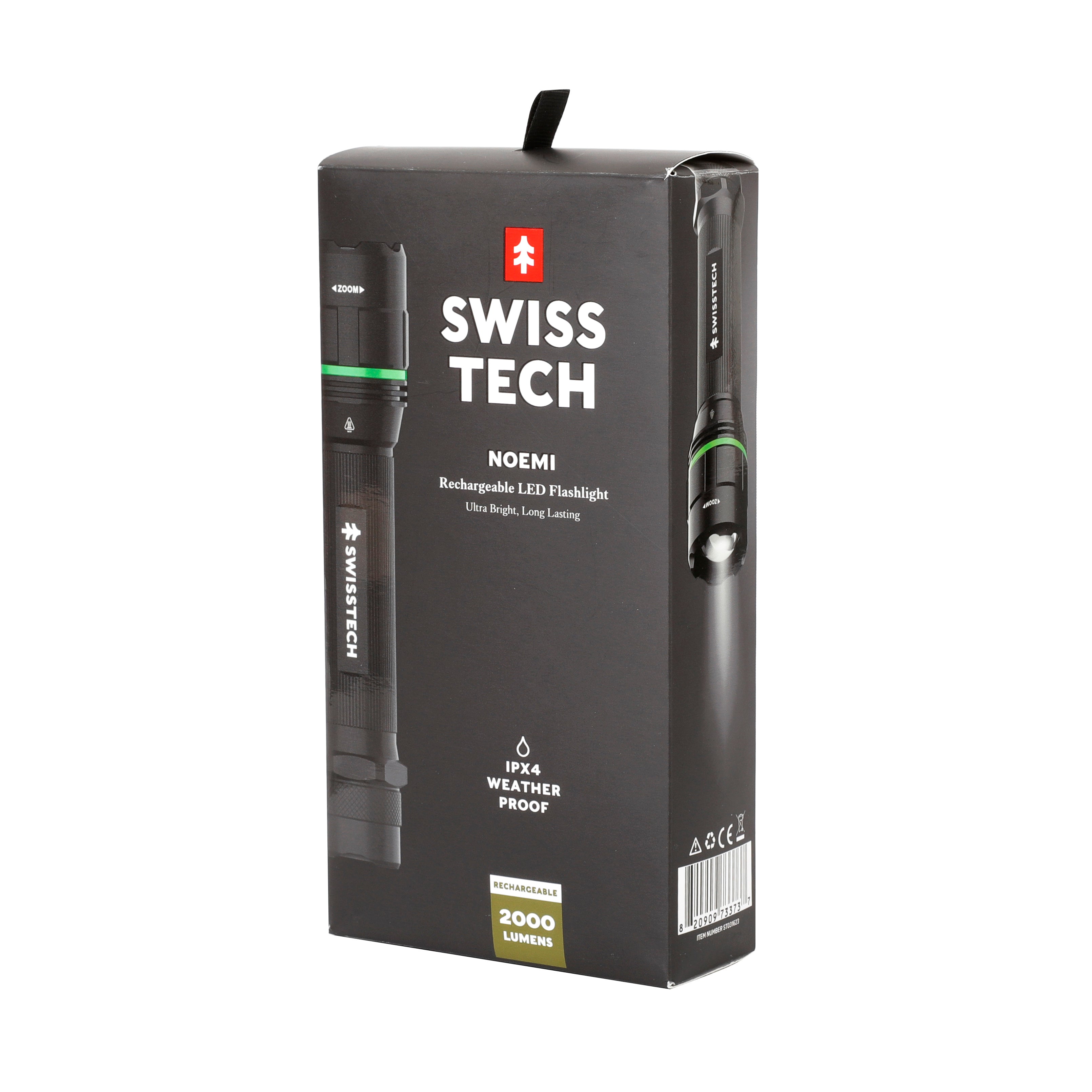 Scruffs Swiss-Tech Rechargeable Focus LED Flashlight - USB Rechargeable Zoom Torch - 18650 & 3 x AAA Compatible