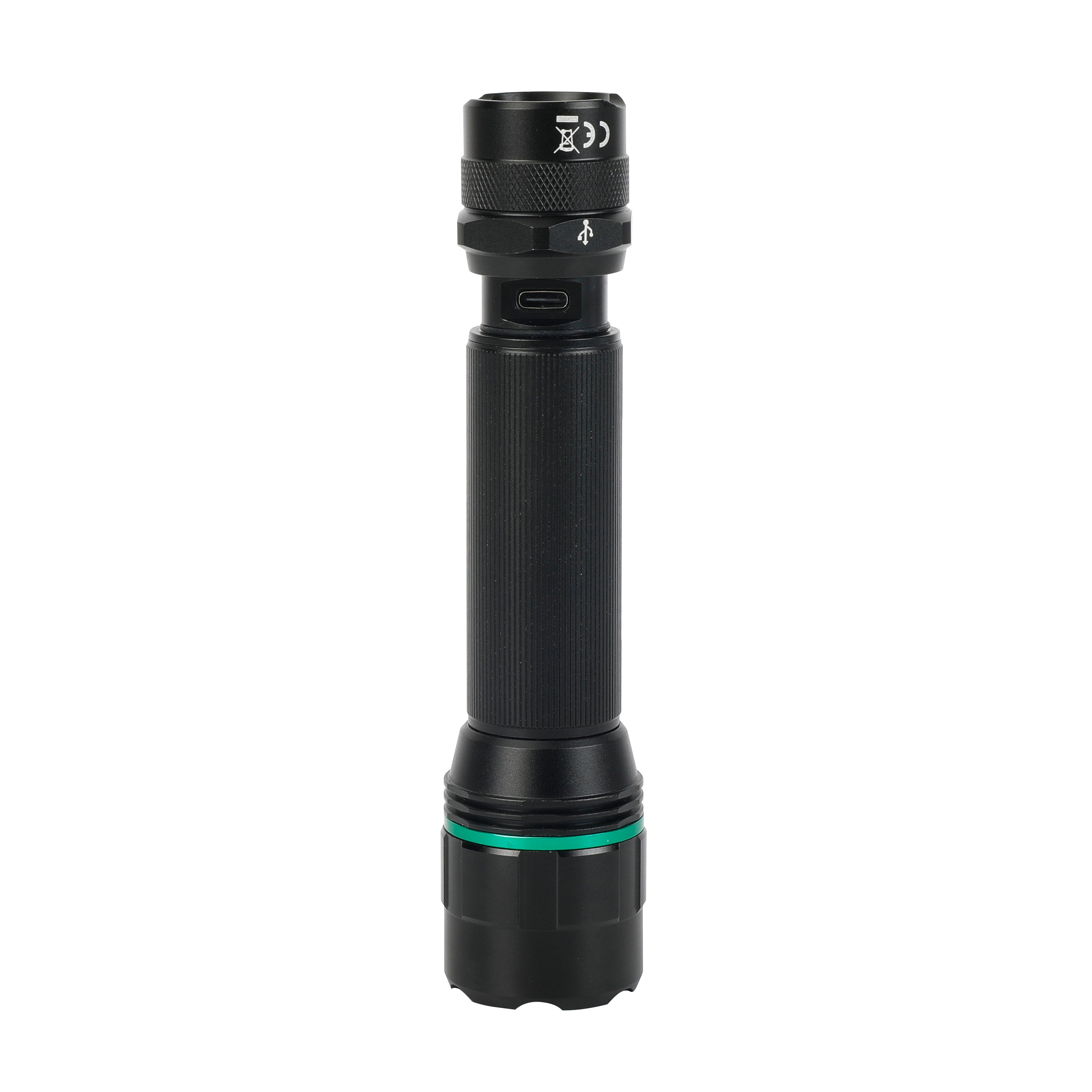 Scruffs Swiss-Tech Rechargeable Focus LED Flashlight - USB Rechargeable Zoom Torch - 18650 & 3 x AAA Compatible