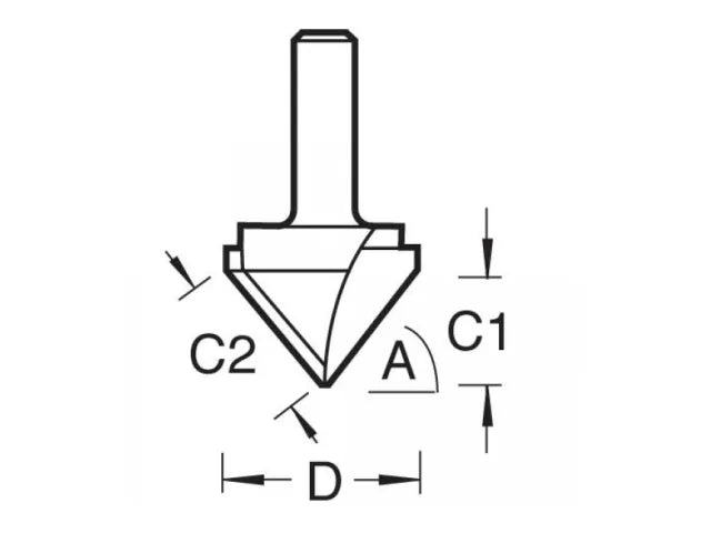 Trend 11/3 x 1/2 TCT V-Groove Cutter 45° 9.2 x 19.1mm