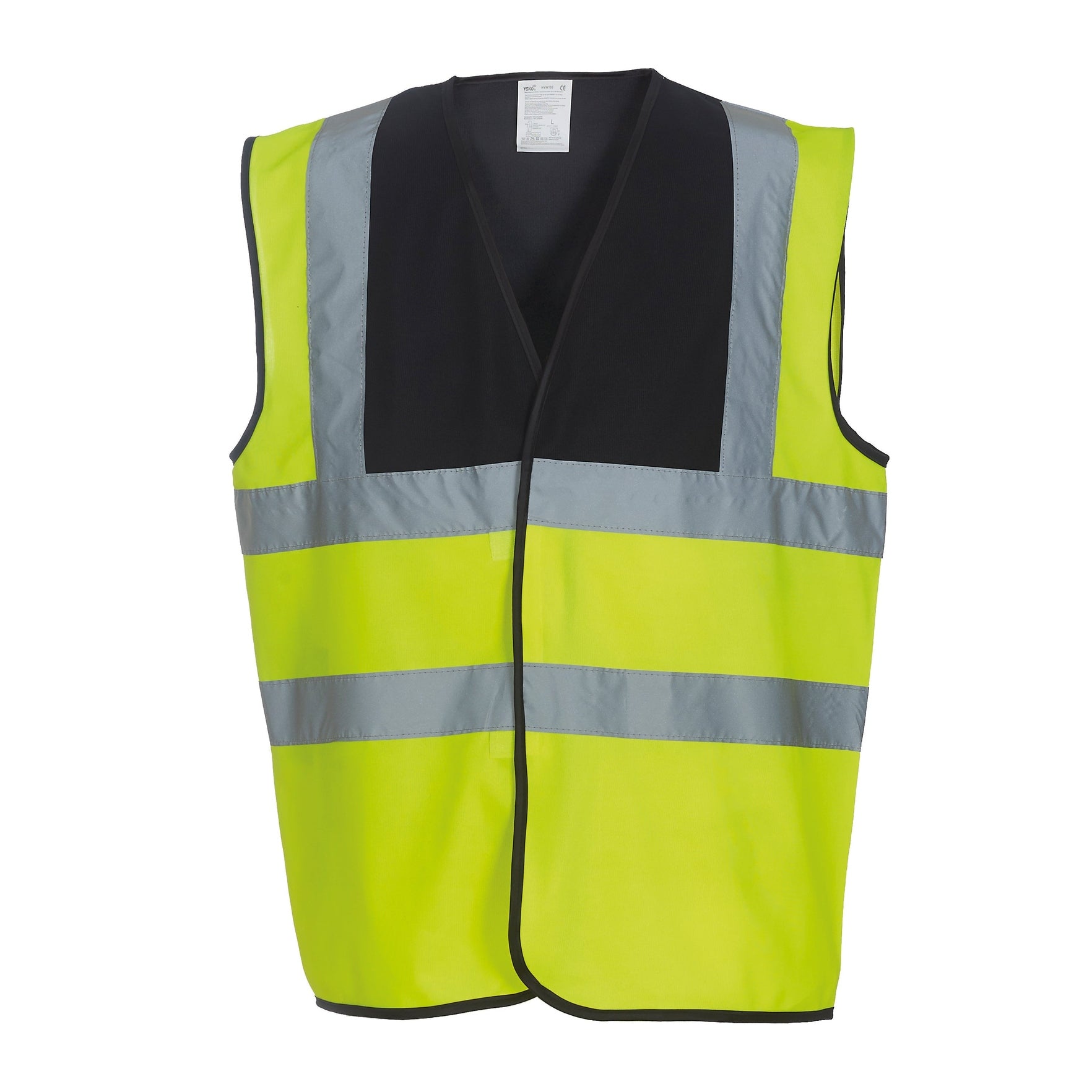 Yoko Hi-Vis 2-Band-And-Braces Waistcoat - Black Yoke/Yellow