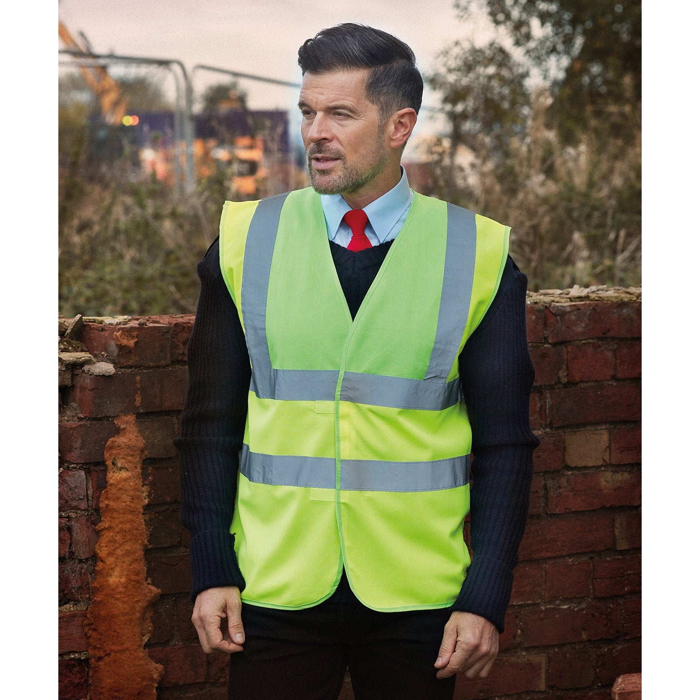 Yoko Hi-Vis 2-Band-And-Braces Waistcoat - Black Yoke/Yellow