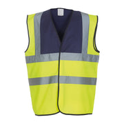 Yoko Hi-Vis 2-Band-And-Braces Waistcoat - Navy Yoke/Yellow