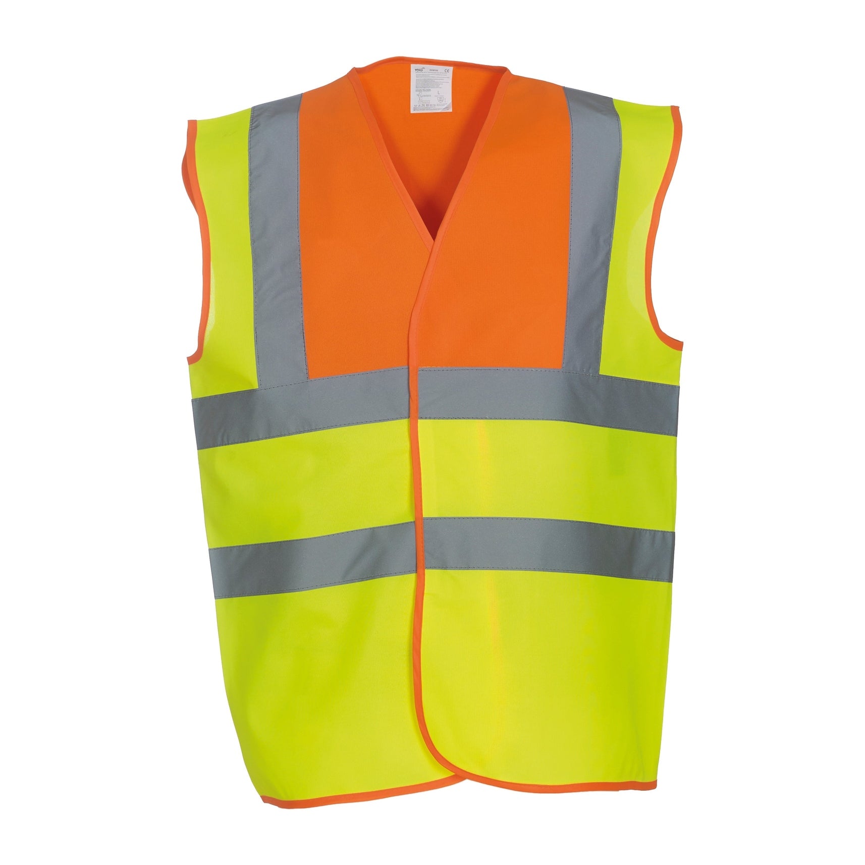 Yoko Hi-Vis 2-Band-And-Braces Waistcoat - Orange Yoke/Yellow