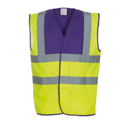 Yoko Hi-Vis 2-Band-And-Braces Waistcoat - Purple Yoke/Yellow