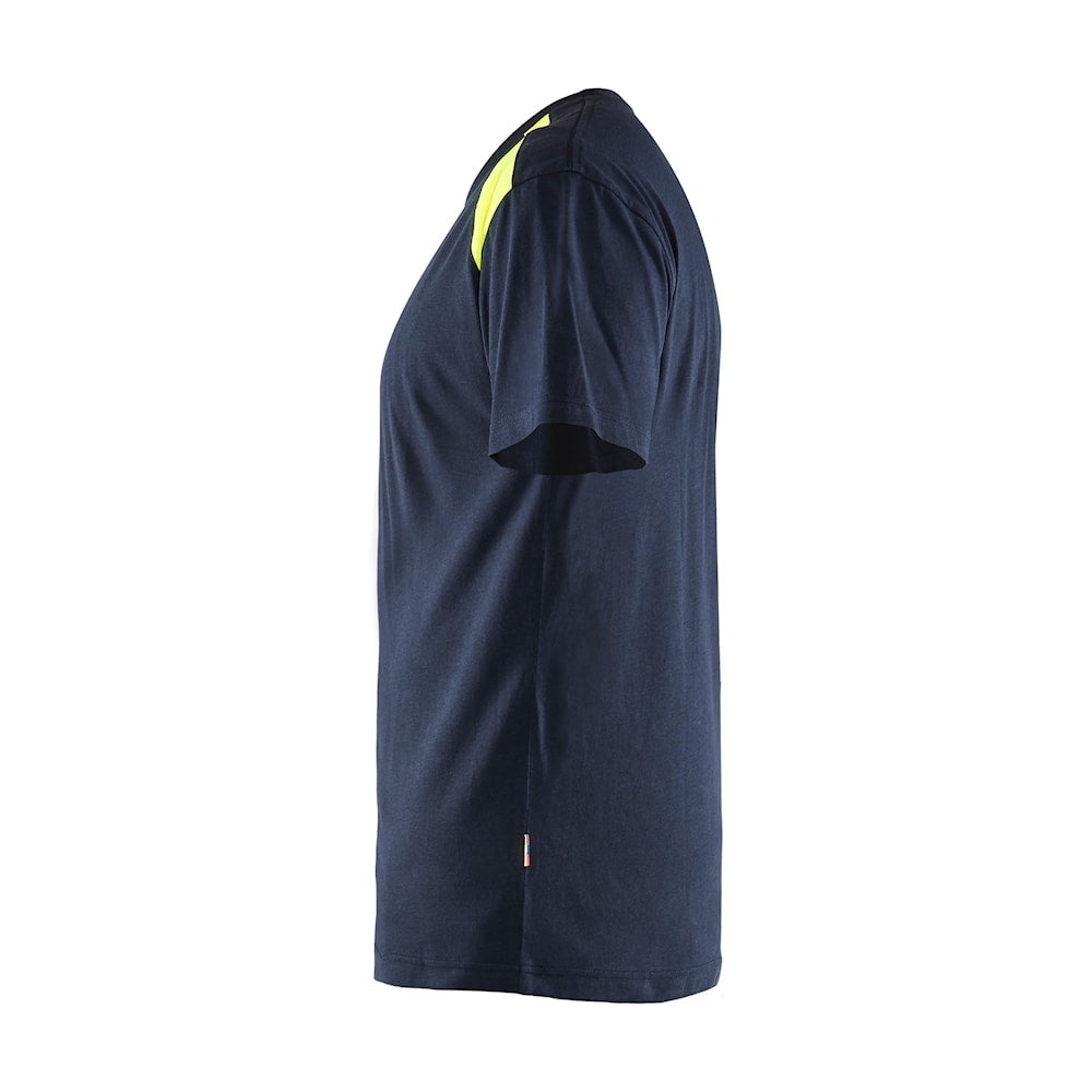 Blaklader T-Shirt 3379 #colour_dark-navy-blue-hi-vis-yellow