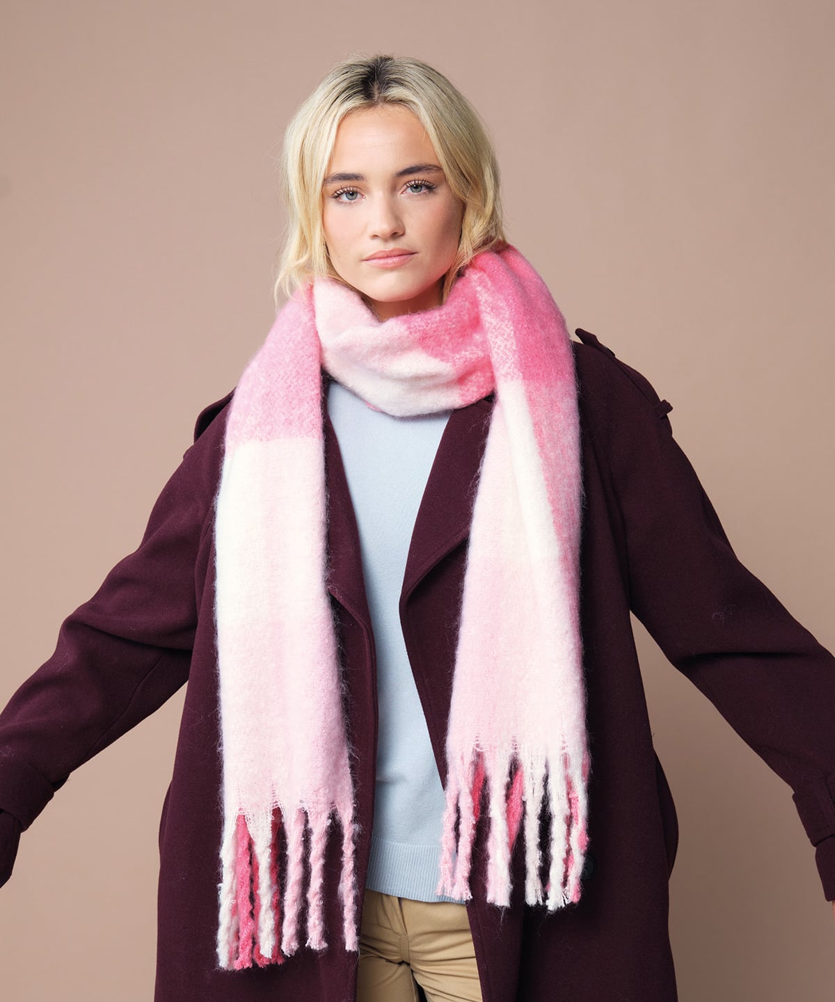 Beechfield B494R Fluffy Check Scarf