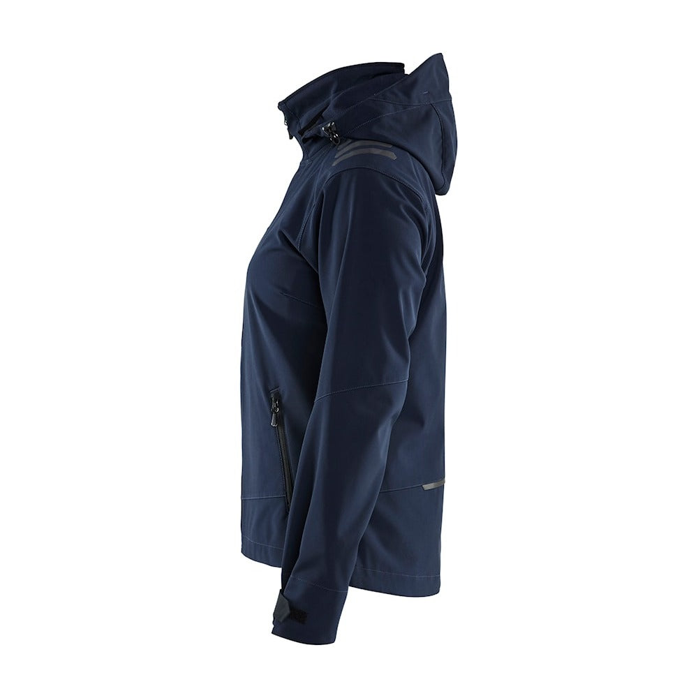 Blaklader Women's Softshell Jacket 4719 #colour_dark-navy-blue-hi-vis-yellow