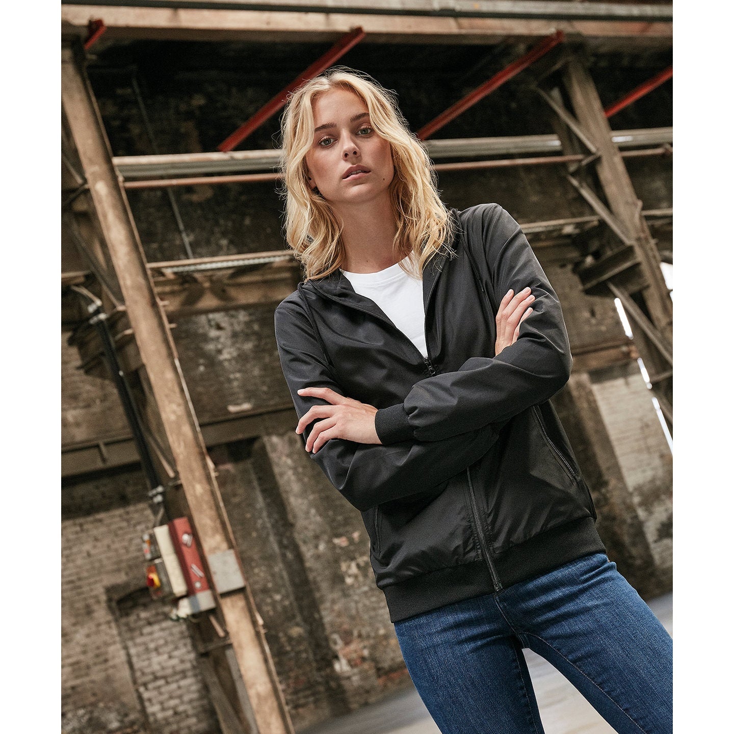 Build Your Brand Women's Recycled Windrunner