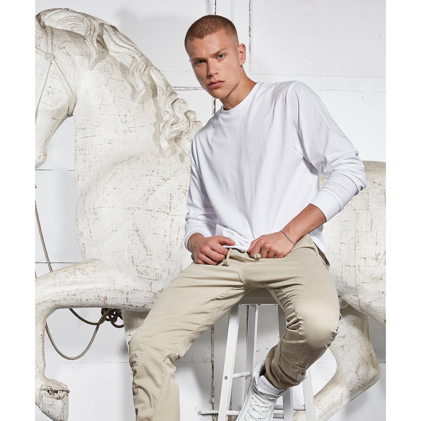 Build Your Brand Organic Long Sleeve With Cuff Rib