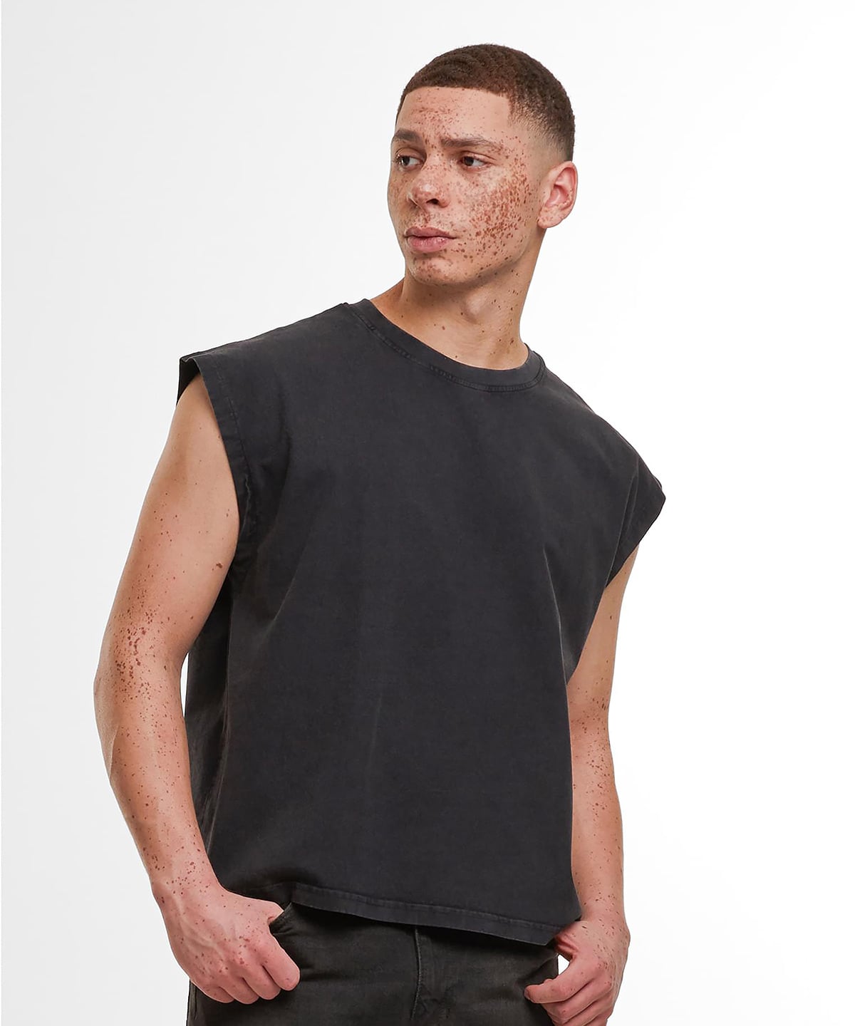 Build Your Brand BY436 Vintage Cropped Heavy Sleeveless Tee