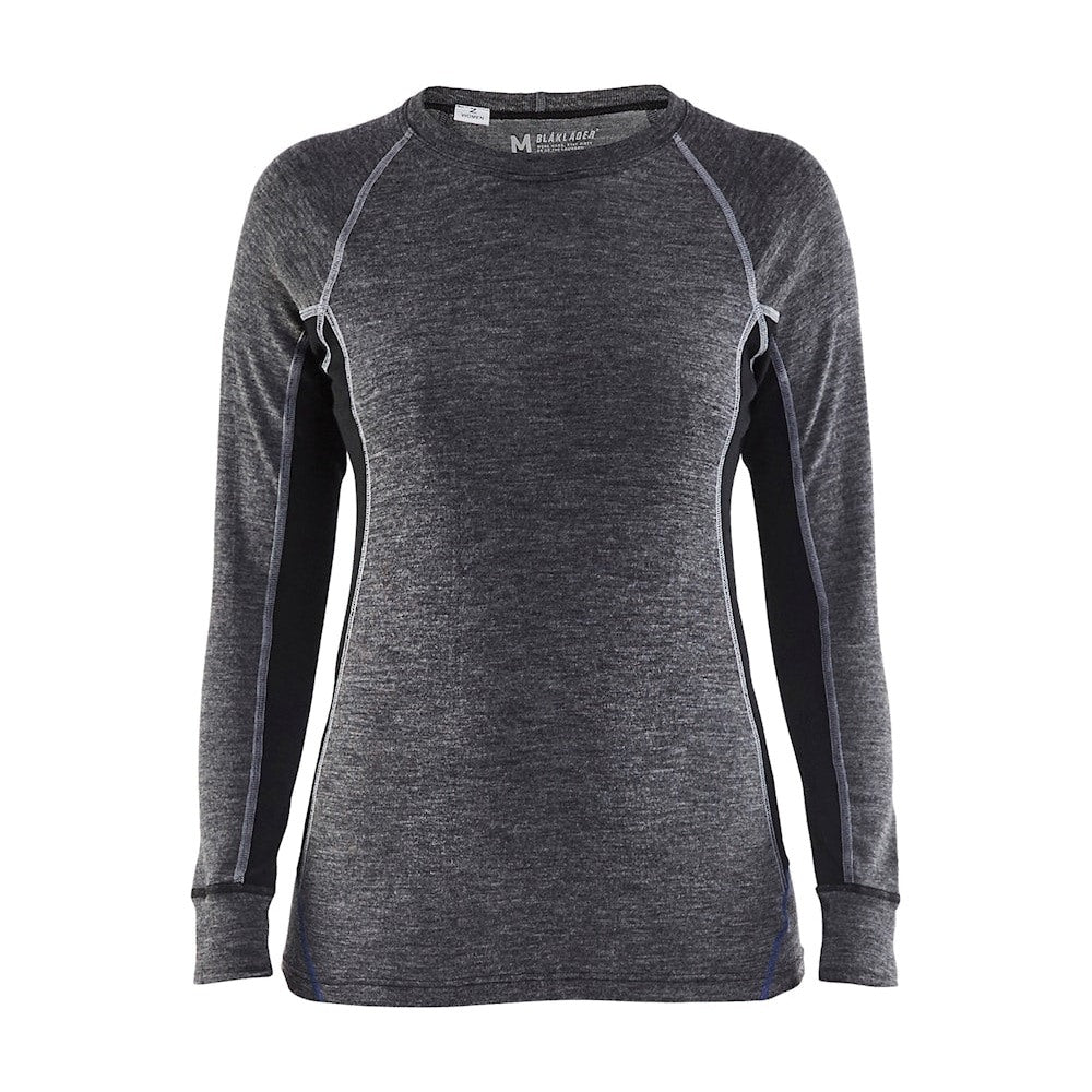 Blaklader Women's Underwear Top Warm 100% Merino 7200 #colour_mid-grey-black