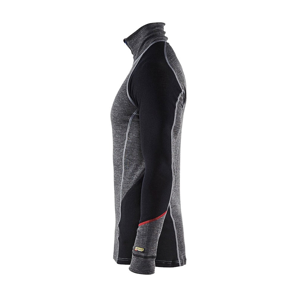 Blaklader Underwear Zip-Neck Top Xwarm, 100% Merino 4699 #colour_mid-grey-black